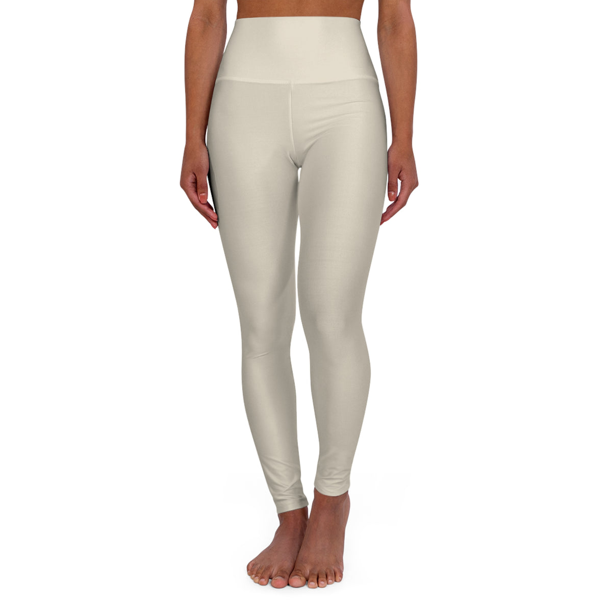 Bone Color High-Waist Yoga Leggings Women's Seamless Poly-Span Stretchy Pants XS-2XL
