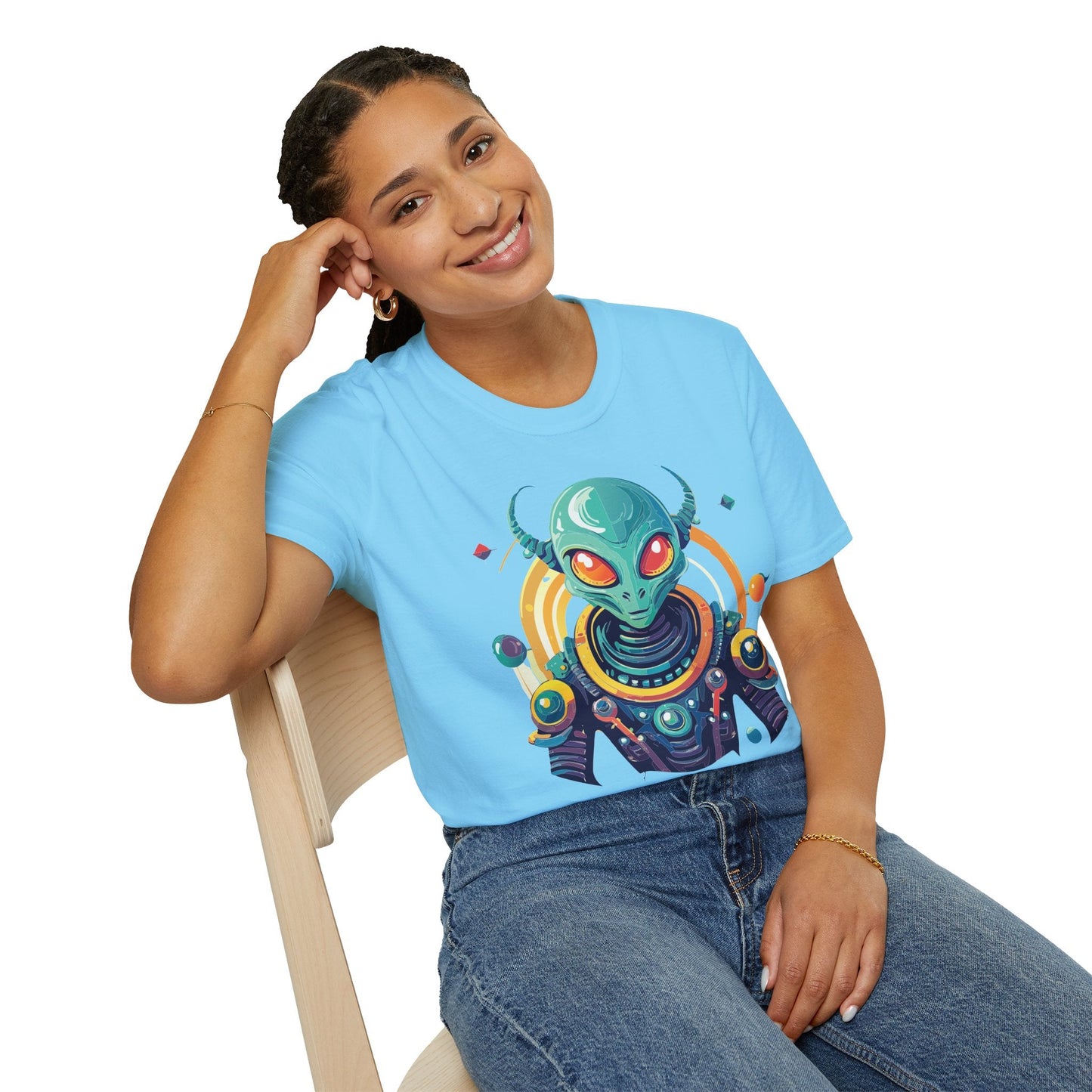 Alien Graphic Unisex Cotton Softstyle UFO Artwork Tee 2