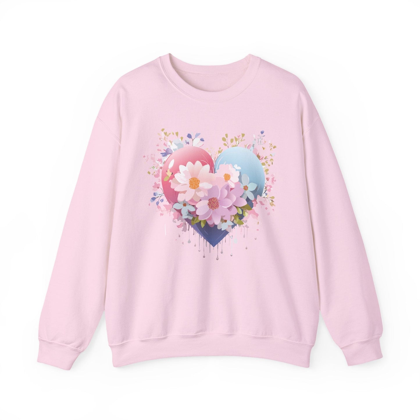 Floral Heart Unisex Crewneck Sweatshirt Gildan 18000 Heavy Blend 50 Cotton 50 Polyester