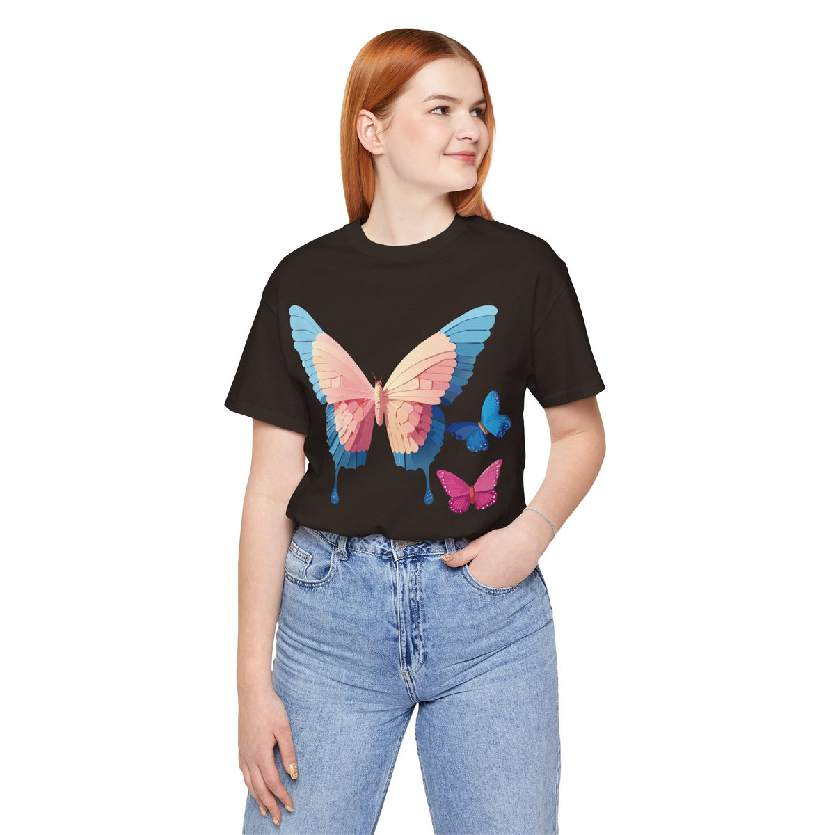 Butterfly Graphic Unisex Cotton Bella+Canvas Tee with Art Design n73