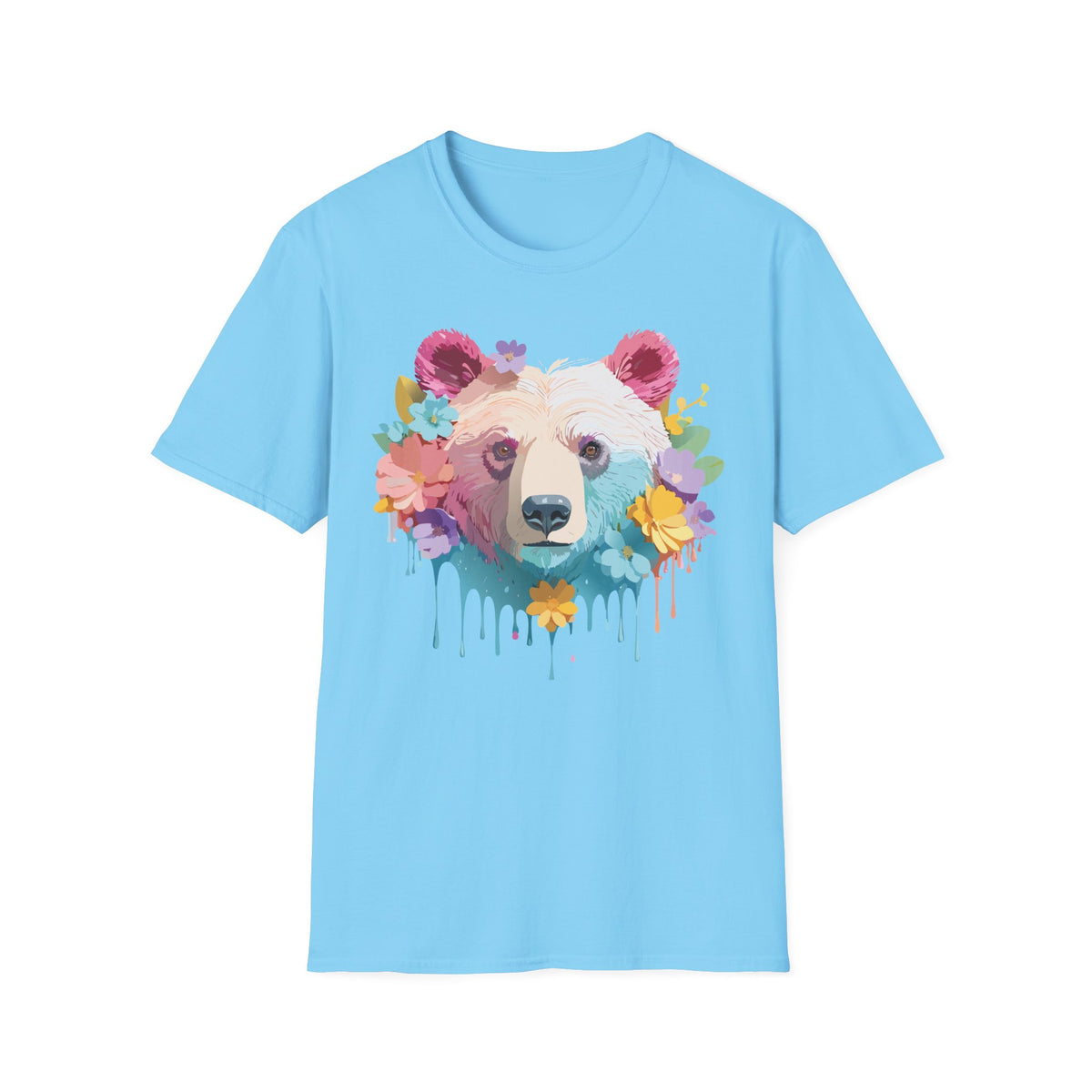Colorful Floral Bear T-Shirt | Watercolor Drip Bear Tee