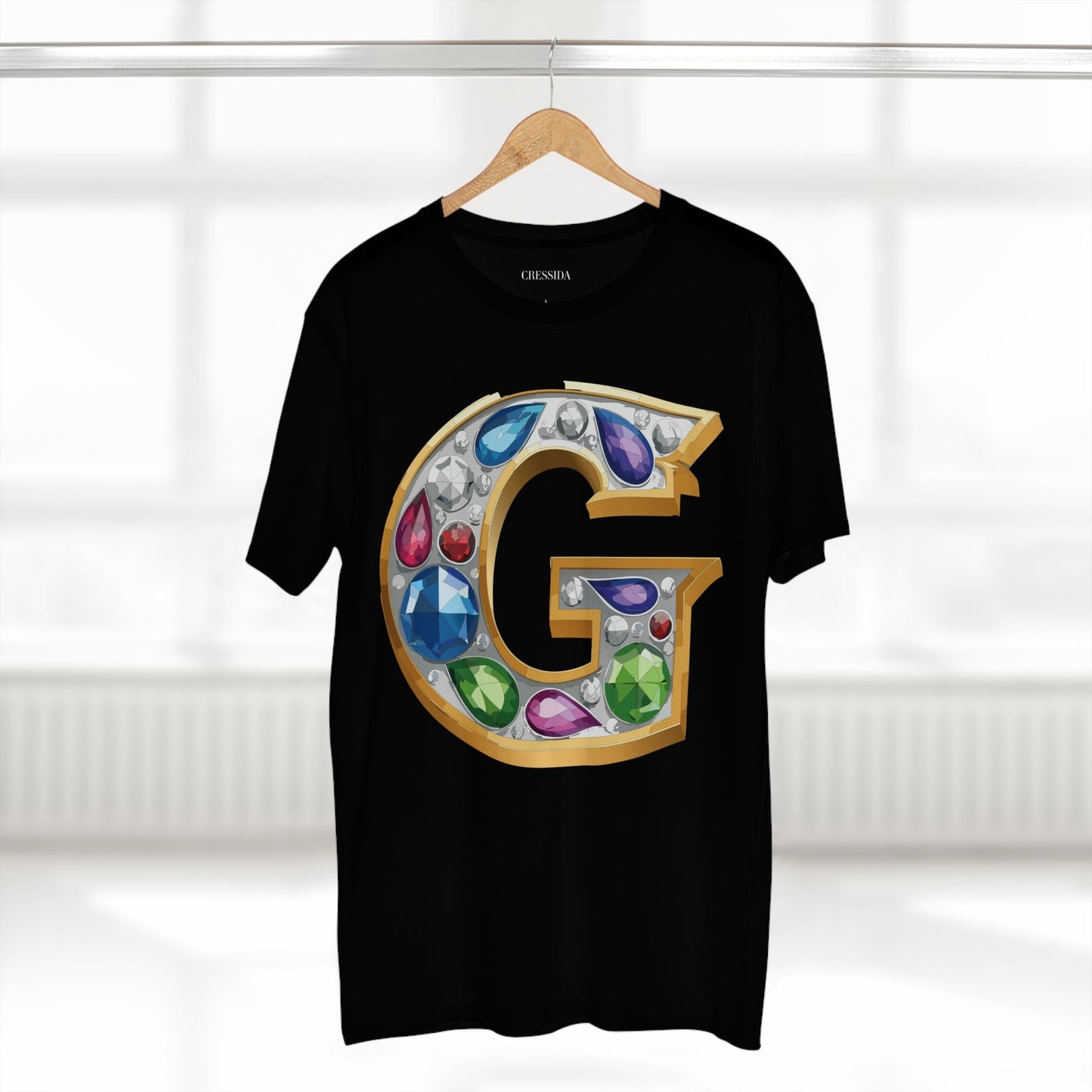 Letter G Graphic Design Tee Unisex 100 Cotton With Antique Gold Letters Artwork T-Shirt