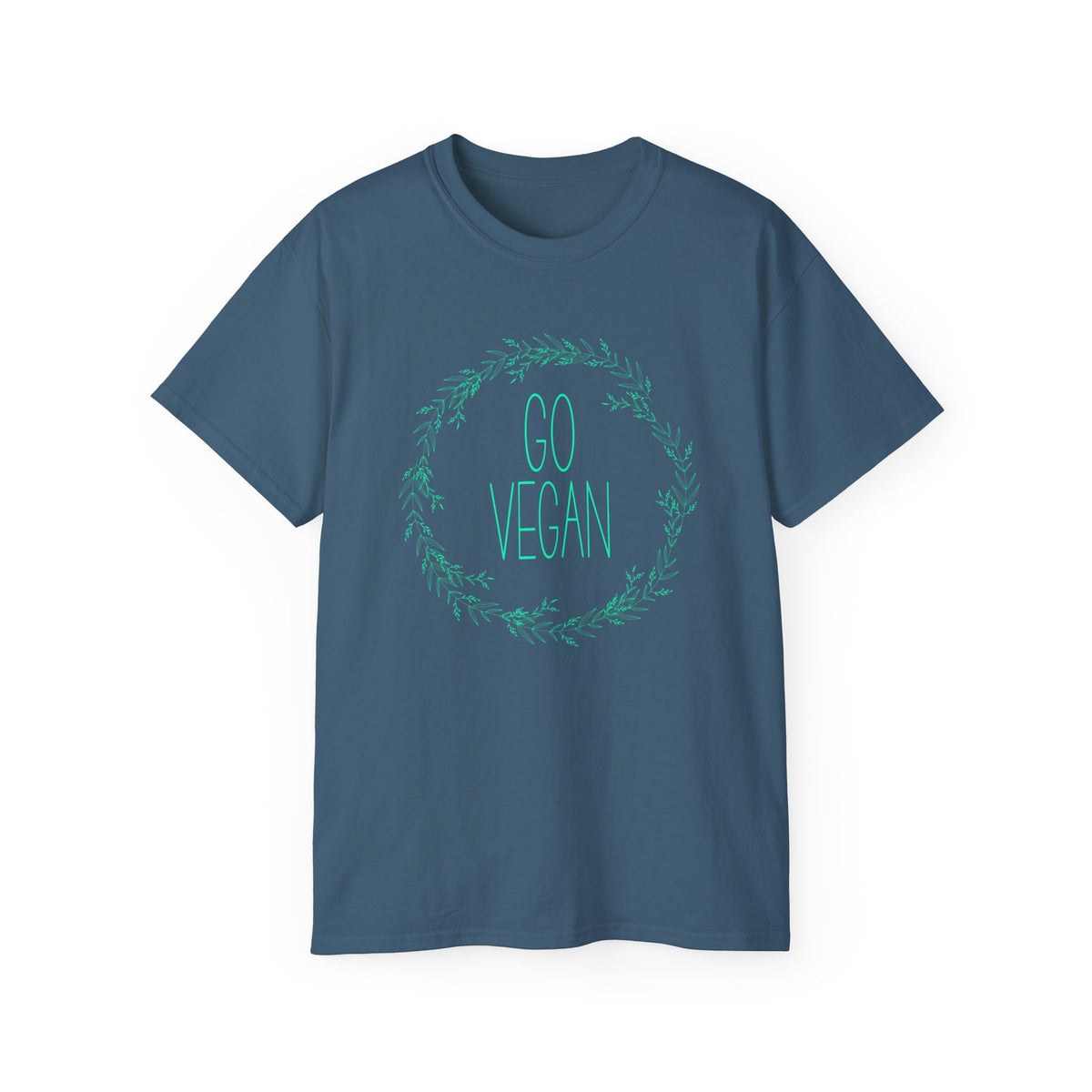 Go Vegan Wreath Tee | Plant-Based Vegan Shirt, Green Botanical Design