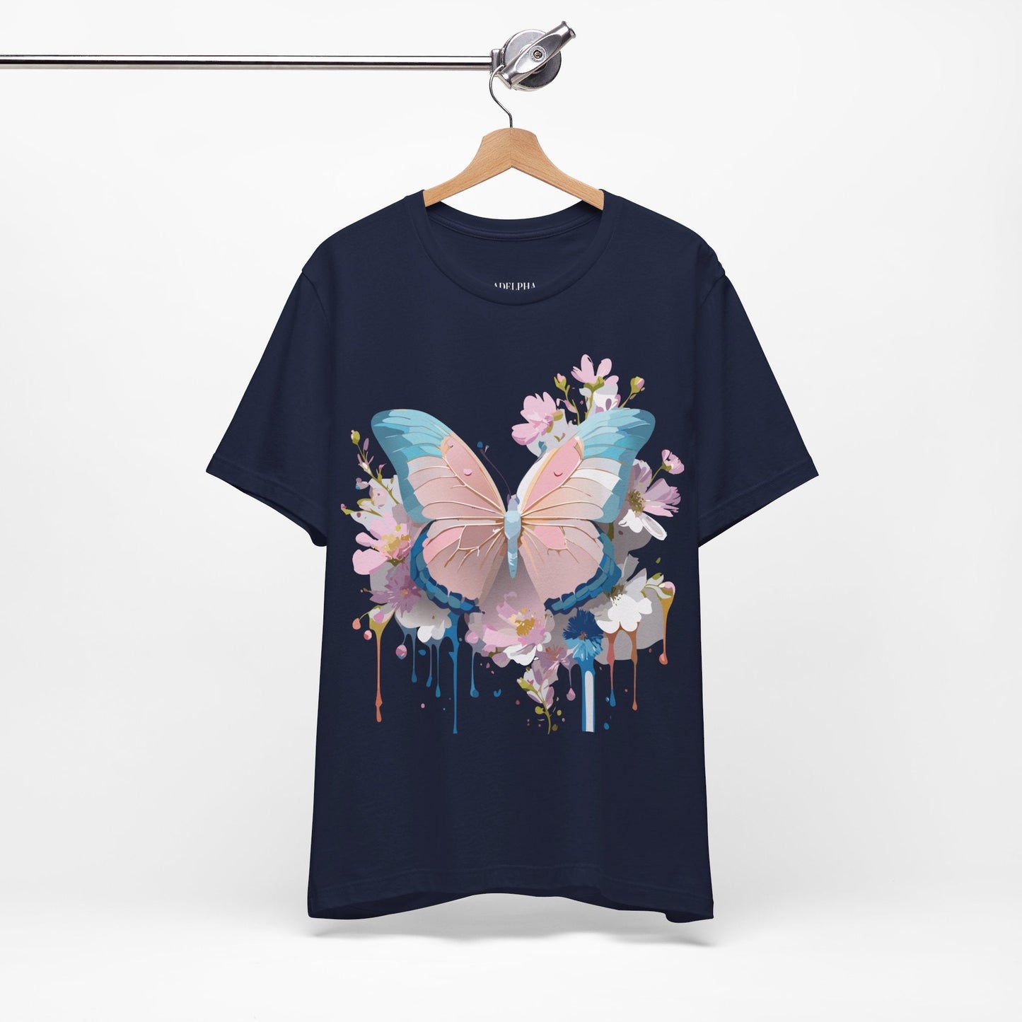 Butterfly Graphic Unisex 100 Cotton Lightweight Vintage Floral Design Jersey Tee 25