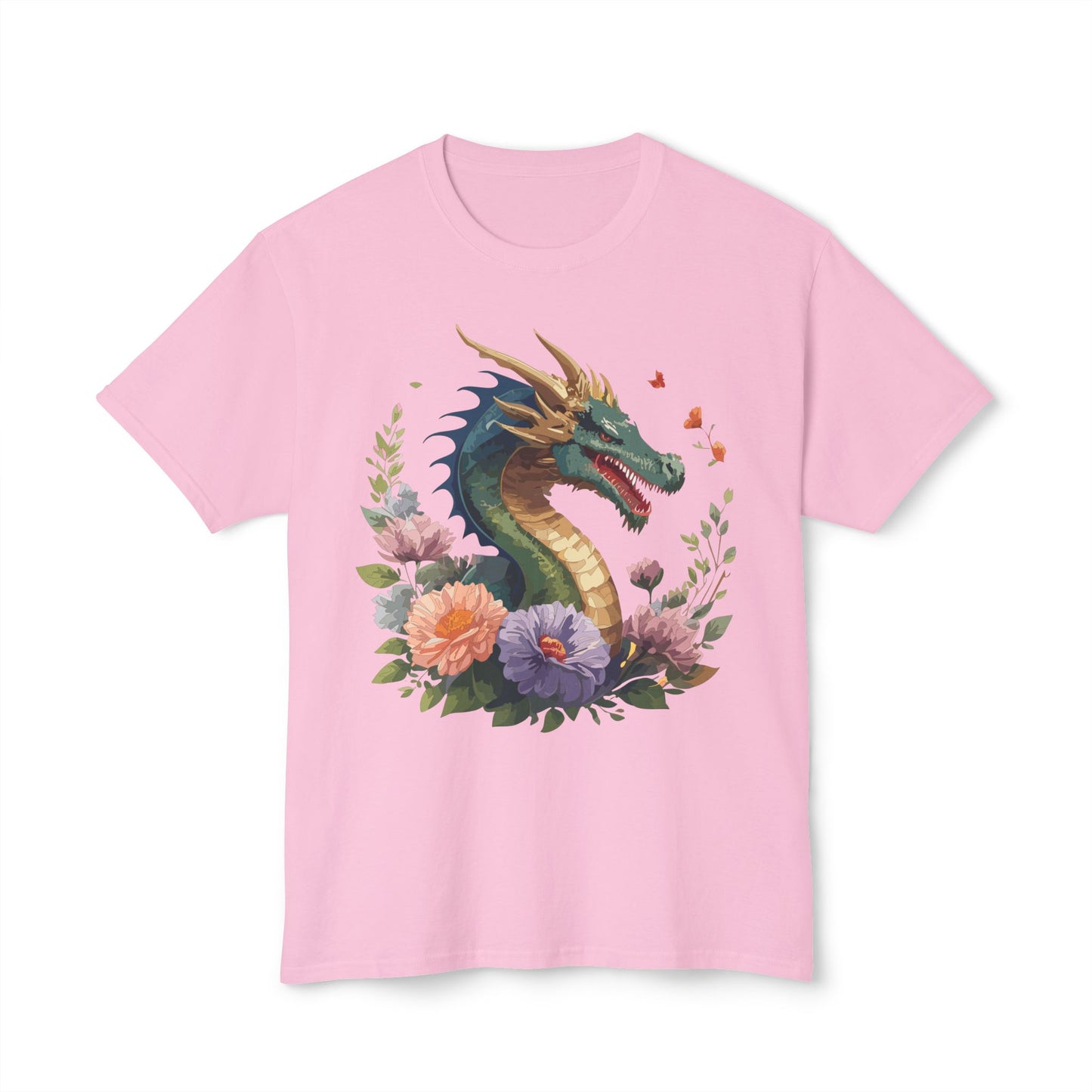 Dragon T-Shirt, Vintage Dragon Tee, Floral Tees, Dragon Art Design Shirt, Tee Shirt with Dragon 4