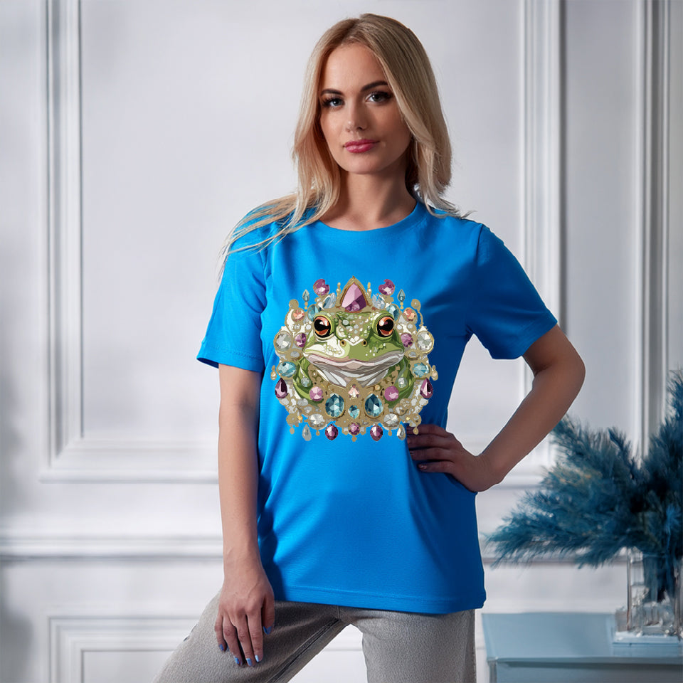 Frog Graphic Unisex 100 Cotton Tee With Unique Animal Golden Medallion Art Design 28