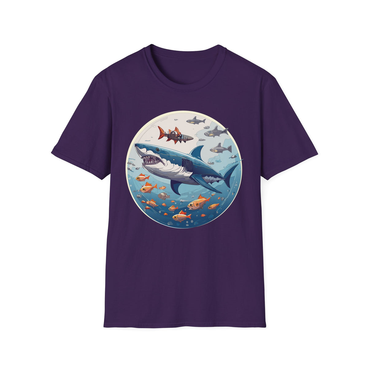 Great White Shark Circle Illustration T-Shirt | Ocean Sealife Sharks