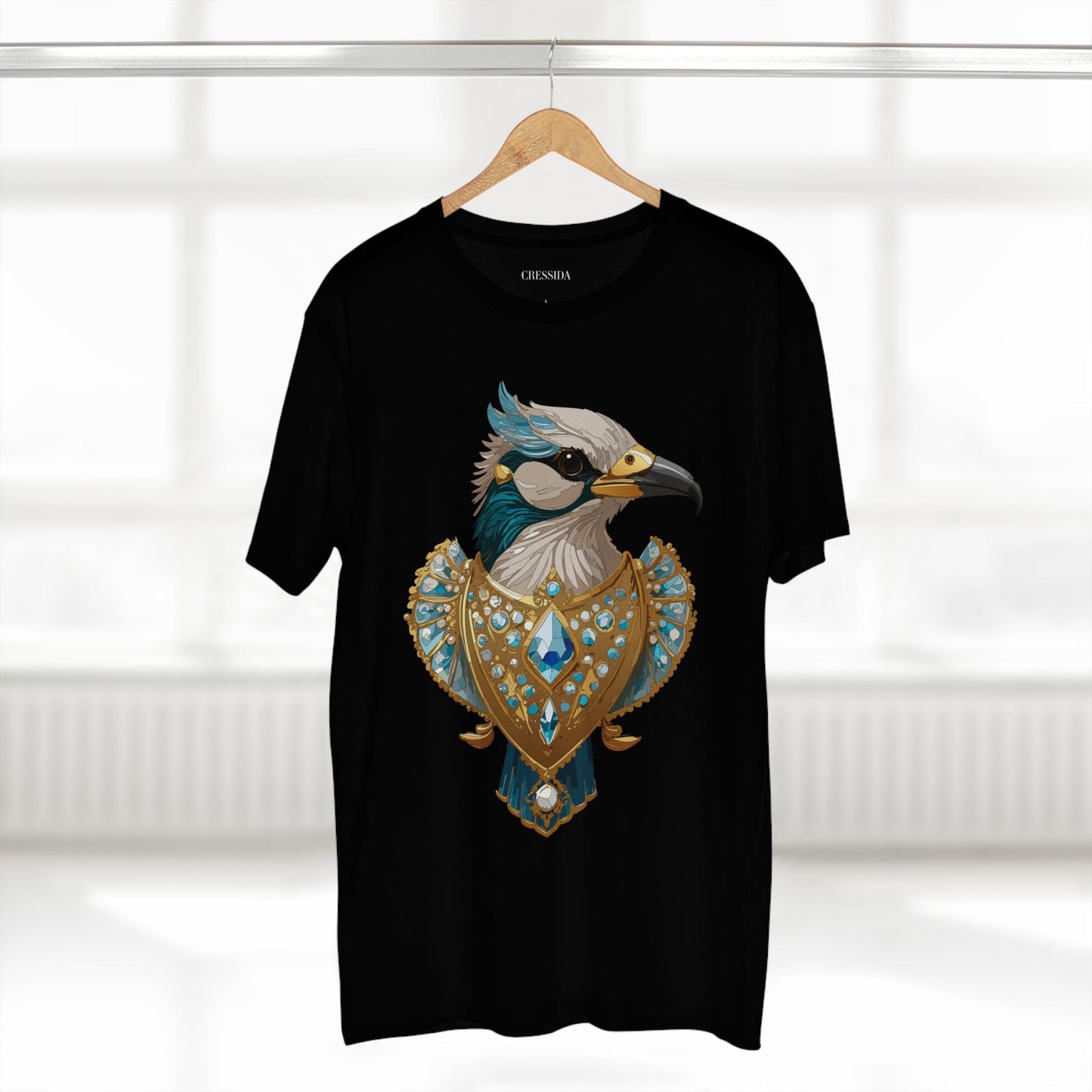 Bird Graphic Unisex 100 Cotton Tee With Unique Animal Golden Medallion Art Design 17