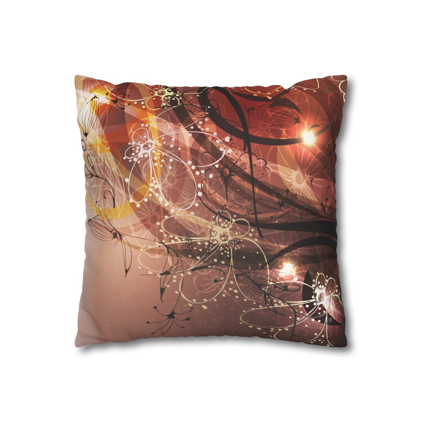 Faux Suede Pillowcase with Abstract print