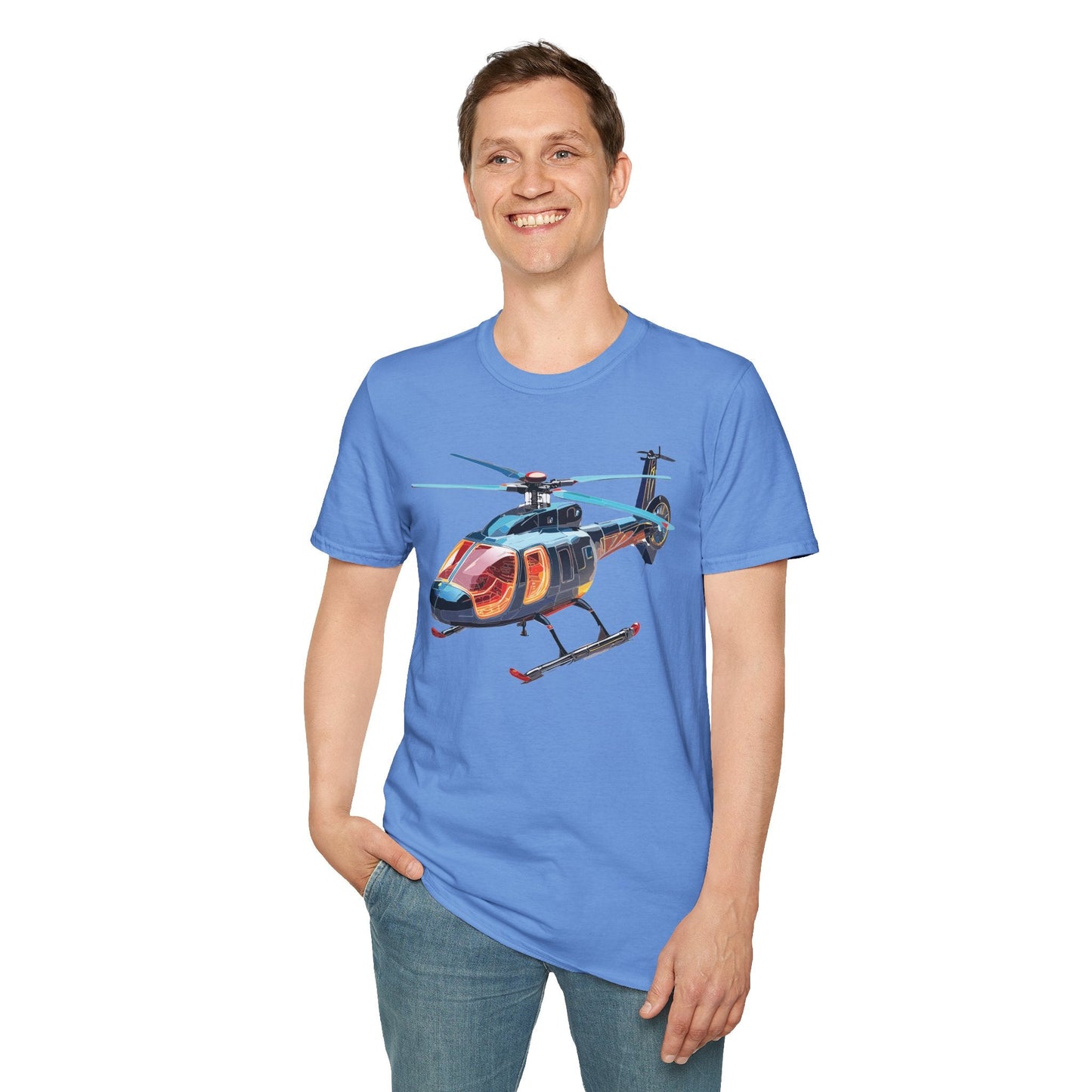Unisex Helicopter Chopper Shirt Graphic Tee Softstyle 64000 100 Percent Ring Spun Cotton
