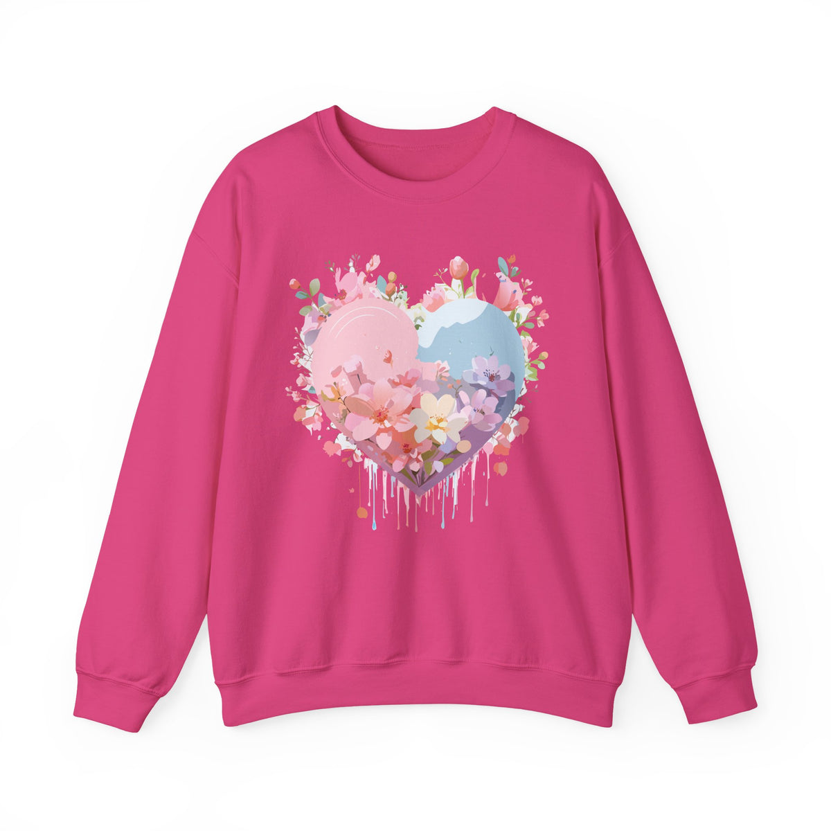 Floral Heart Love Graphic Valentine's Day Sweatshirt Unisex 50/50 Cotton-Poly Sweatshirt w23