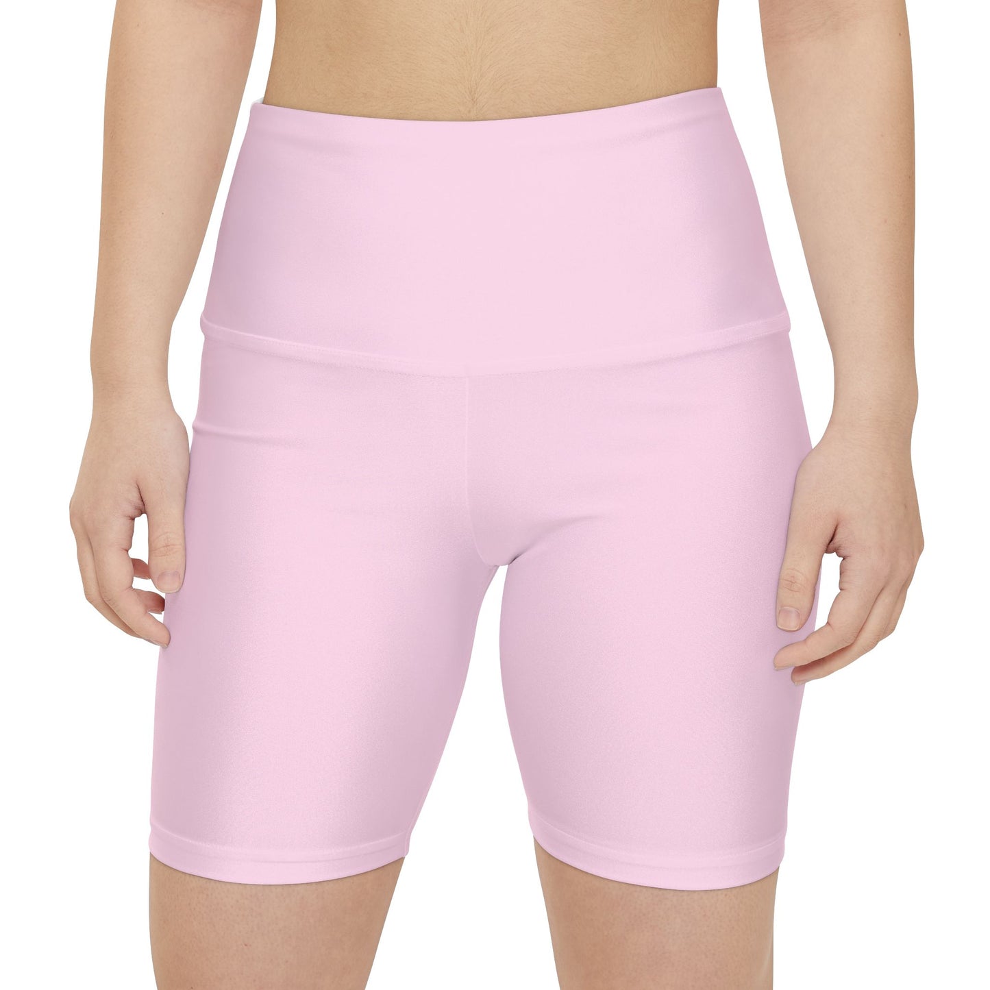 Petal Frost Pink Women's Workout Shorts — Solid High-Waist Biker Shorts for Exercise & Everyday Wear