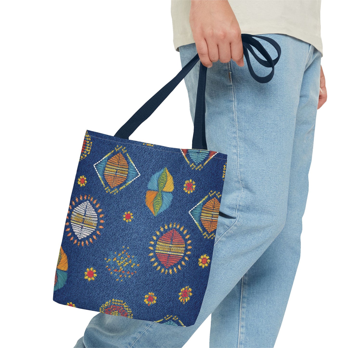Diwali Graphic Denim Fabric Imitation Print Unisex Canvas Bag Poly Spun 3 Sizes Tote Bag 205-5