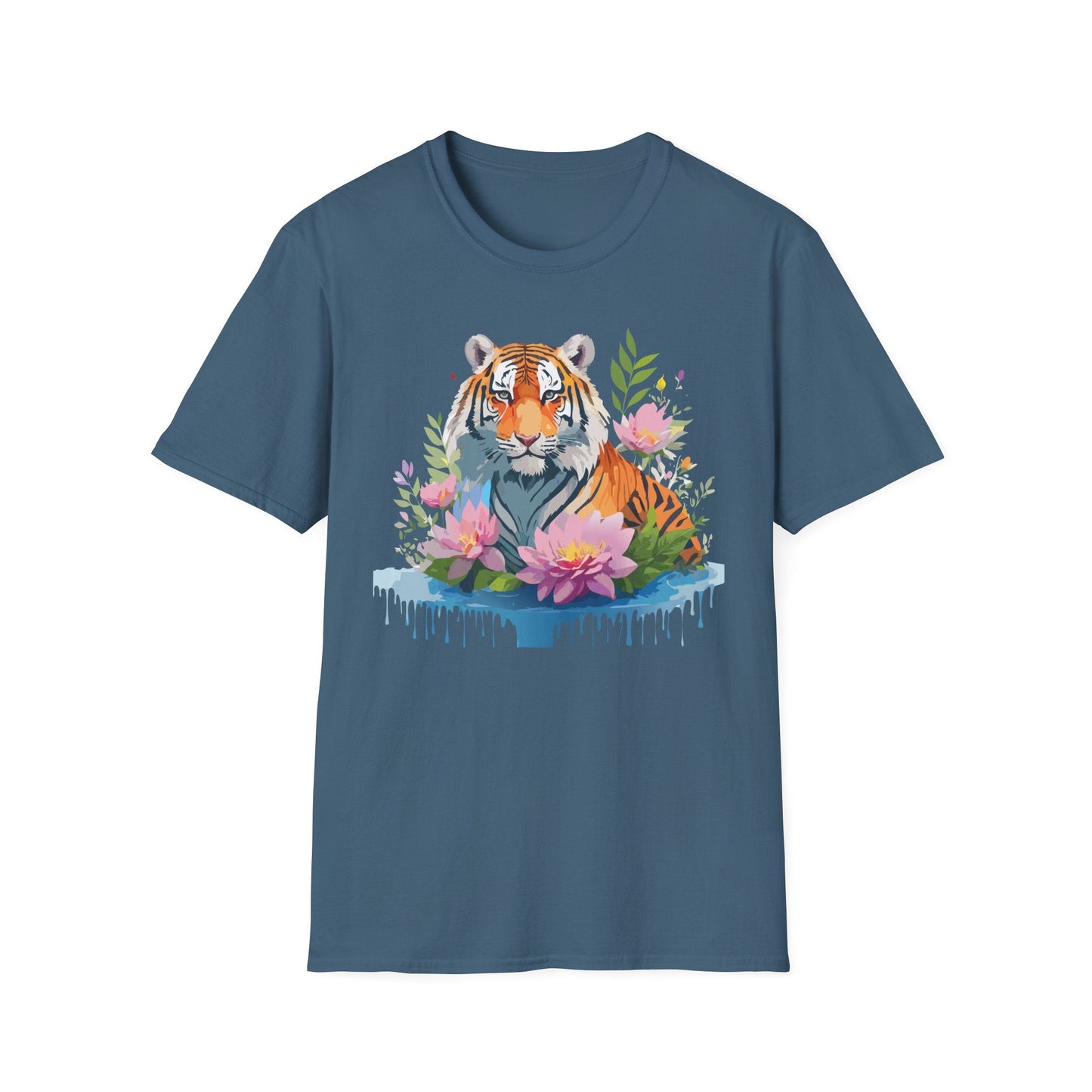 Tiger Print Unisex T Shirt Gildan Softstyle 64000 Animal Tee