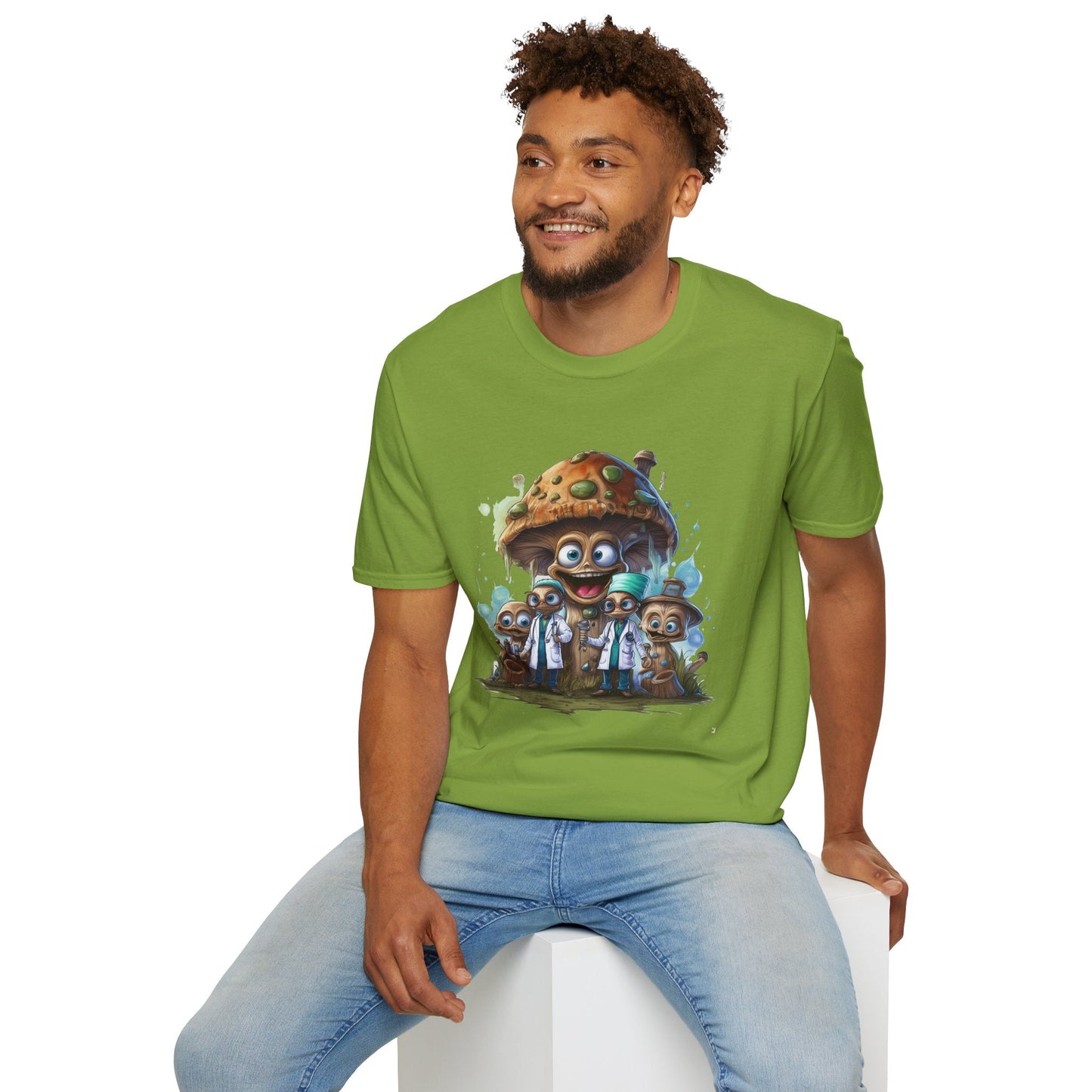 Funny Mashroom Graphic Unisex Softstyle Cotton With Cartoon Illustration Design 10