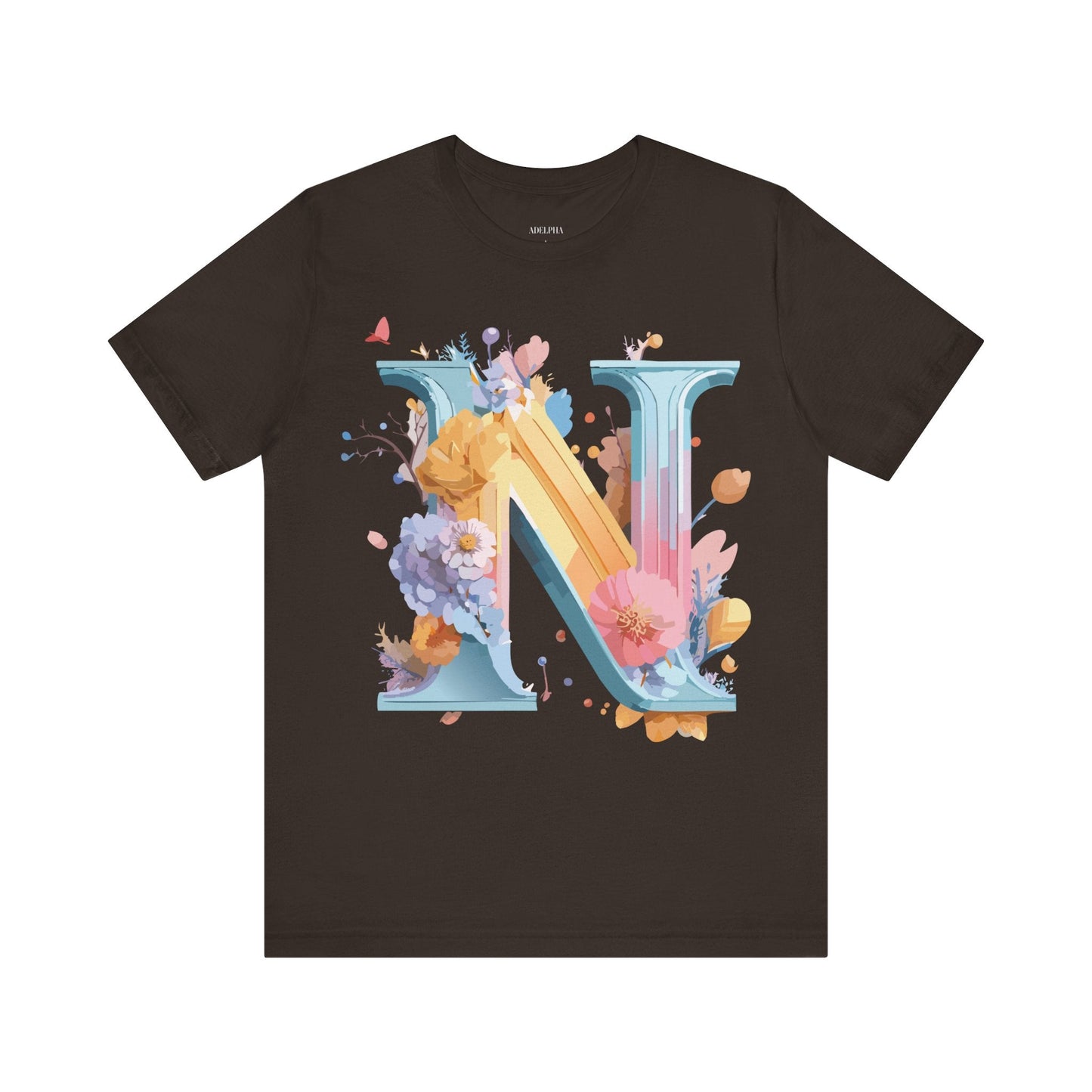Letter N Shirt Unisex Graphic Tee With Vintage Inspired Artwork By Adelpha Premium Jersey