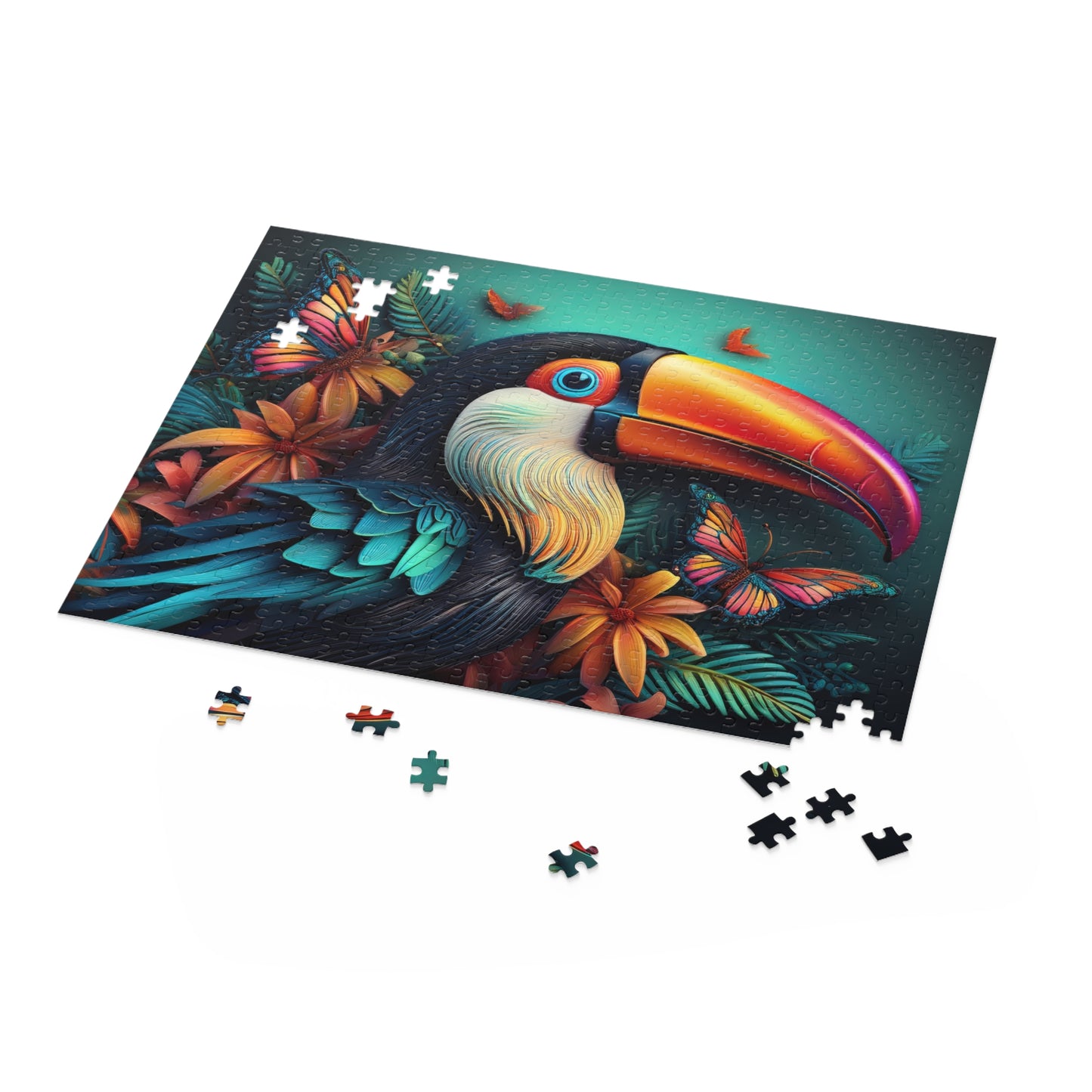 Puzzles-38 Kids Toucan Puzzle 500-Piece  Floral Toucan Puzzle 500-Piece, Birds Kids Puzzles Size: 16" x 20",  Ages 9+