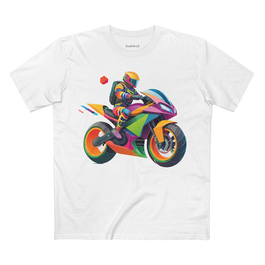 Moto Bike Graphic Unisex 100 Cotton Staple Tee 4