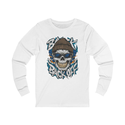 Creepy Unisex Skull Long Sleeve Tee, Skull Jersey Shirt, Skeleton T-Shirts with Long Sleeves, Skeleton Art Design Tees