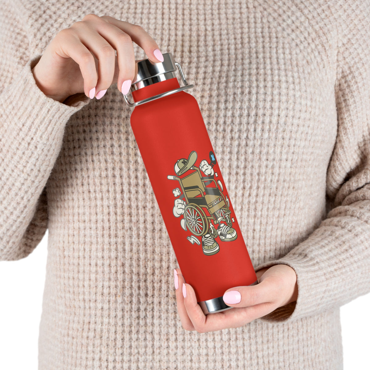 22oz Copper Insulated Water Bottle with Cartoon Design - CV43