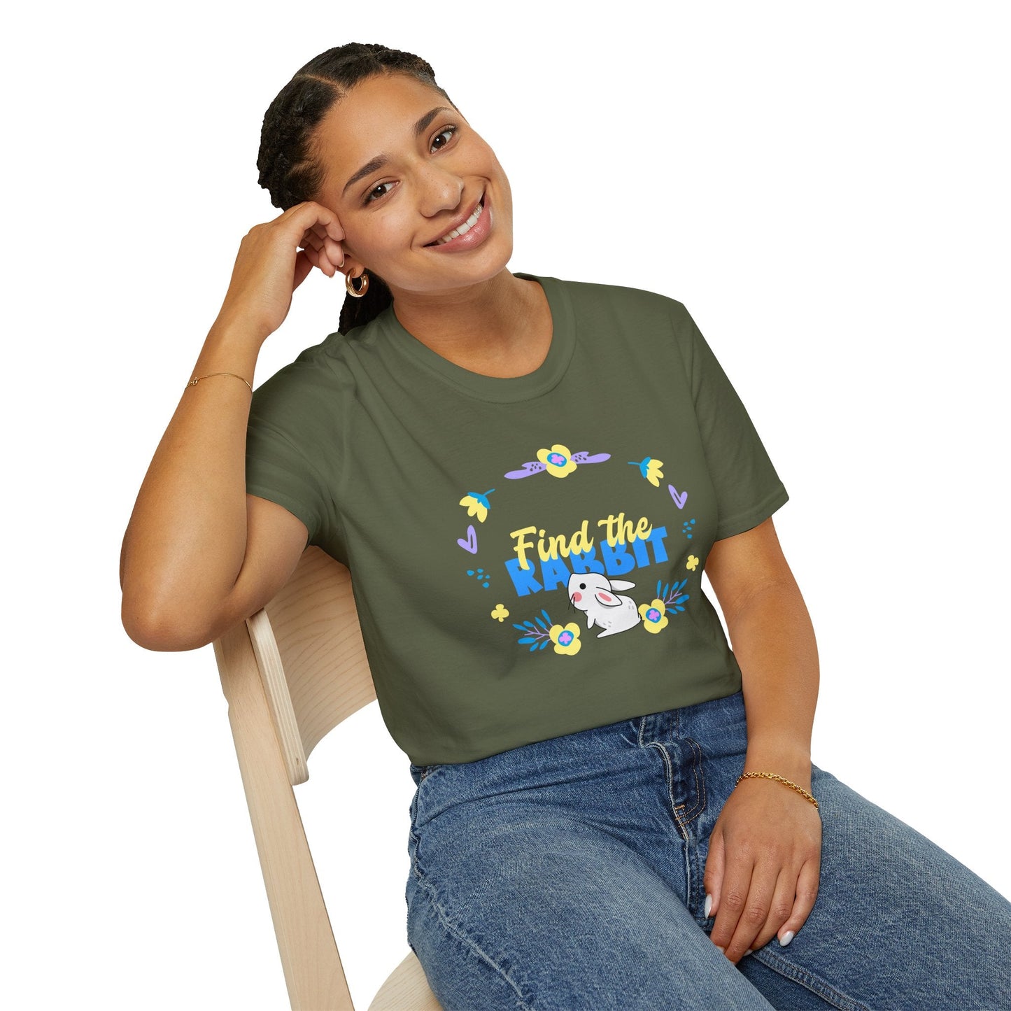 Easter Bunny T Shirt Unisex Gildan Softstyle 64000 Breathable Cotton Easter Design