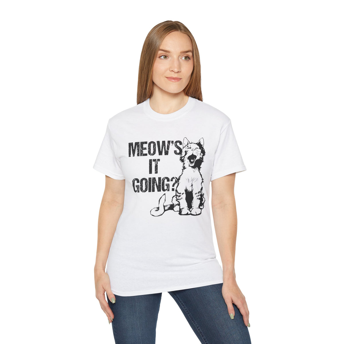 Meow's It Going? Cat Graphic Tee | Vintage Kitten Illustration