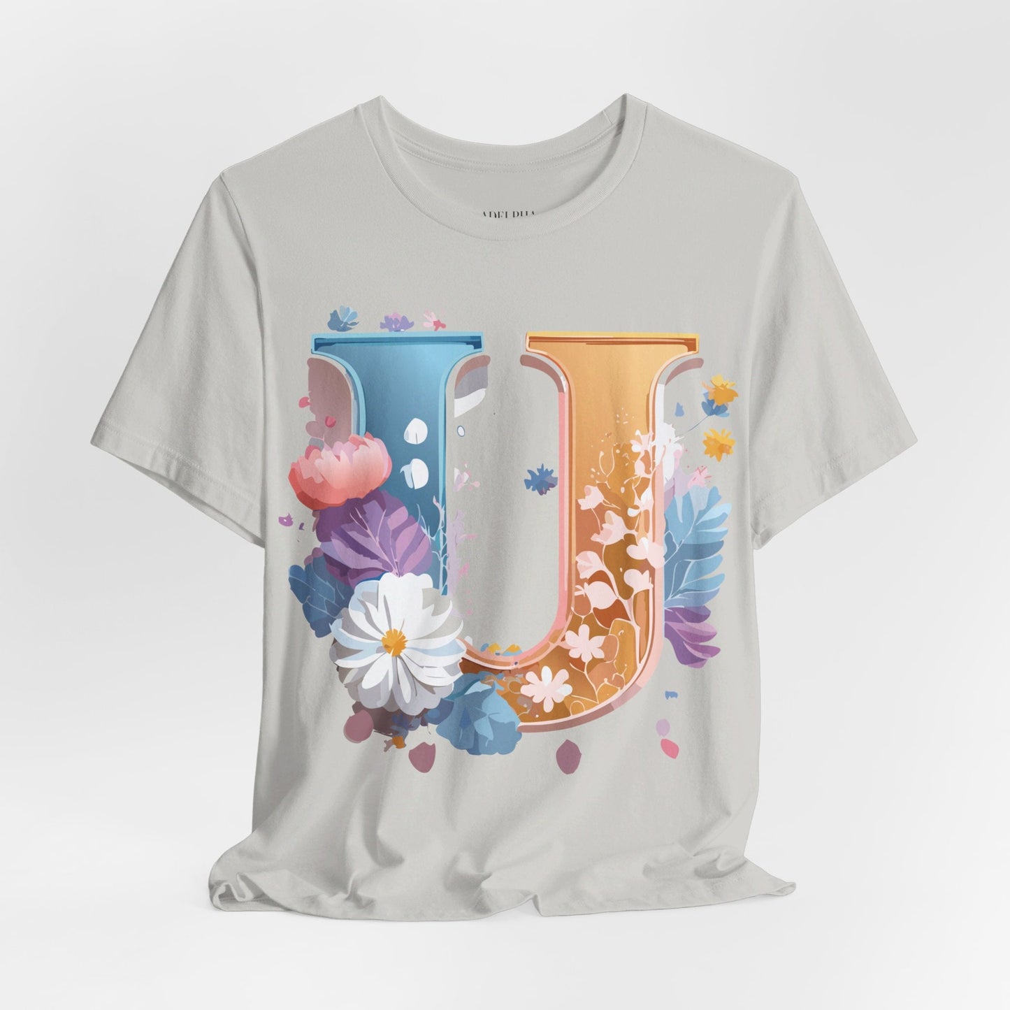 Letter U Shirt Graphic Tee Unisex Vintage Inspired Adelpha Artwork Premium Short Sleeve