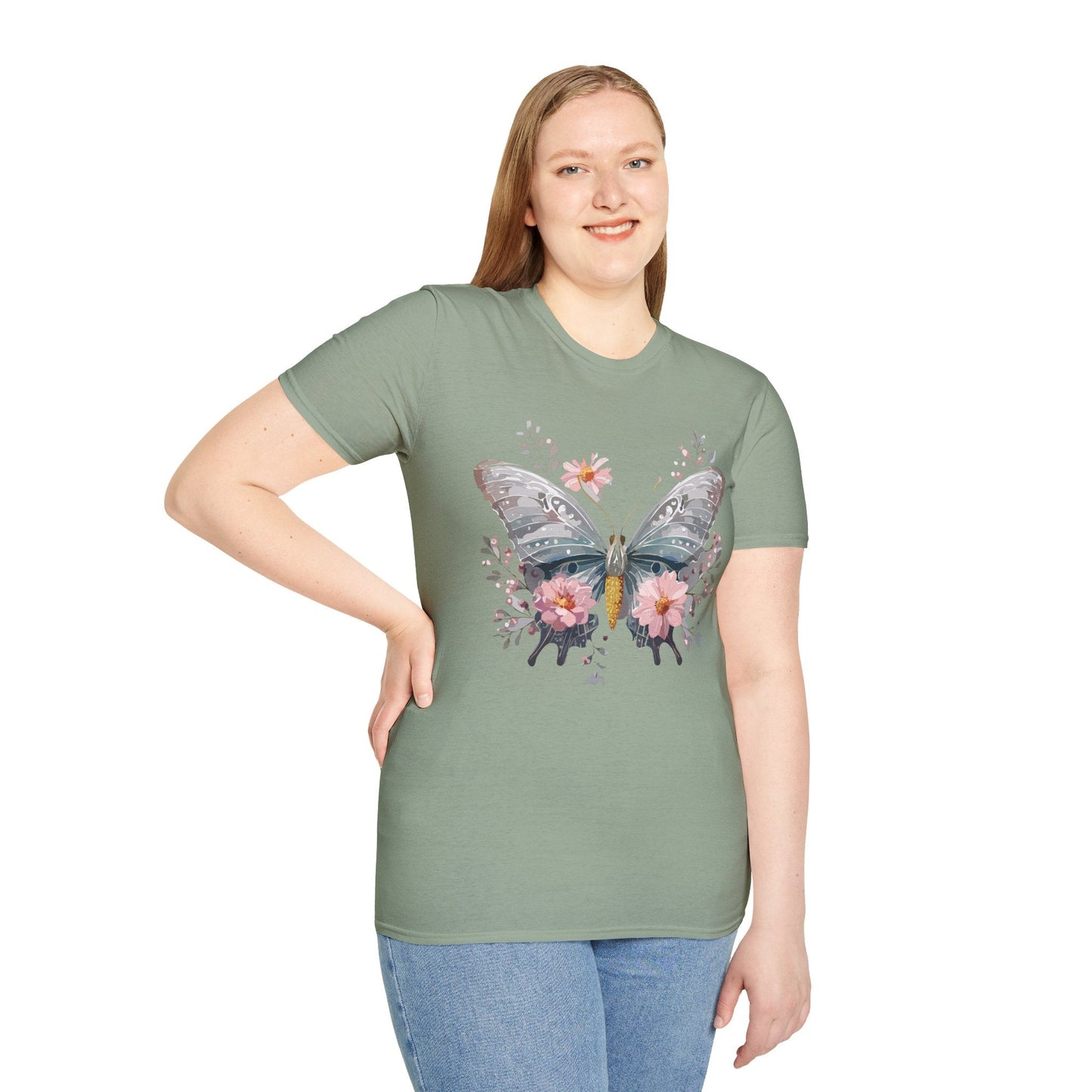 Butterfly Themed Unisex T Shirt Softstyle Monarch Gildan 64000 Ring Spun Cotton Tee
