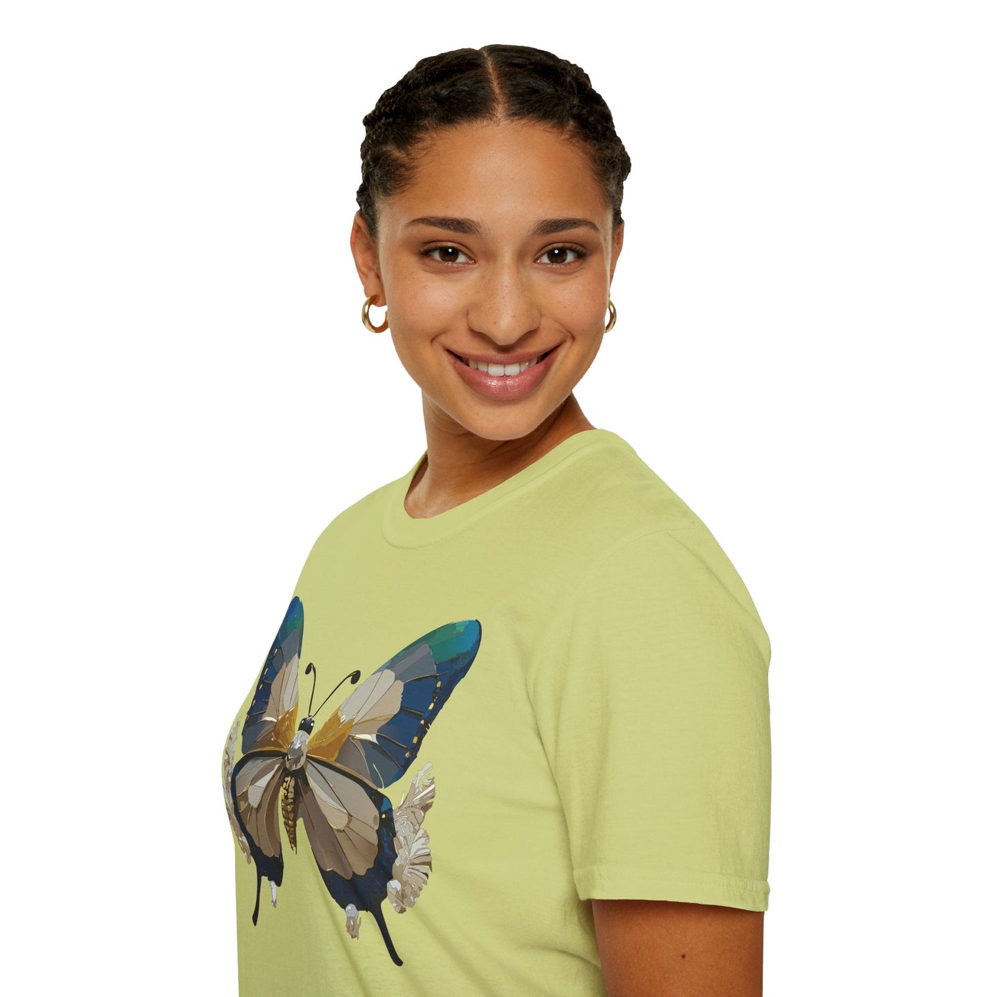 Butterfly Themed Unisex T Shirt With Monarch Design Gildan Softstyle 64000 Premium Ring Spun Cotton