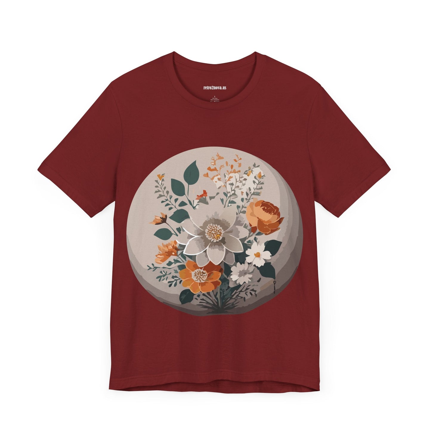 Retro2Nova Floral Shirt Unisex Short Sleeve Tee Lightweight Breathable Cotton Blend Jersey