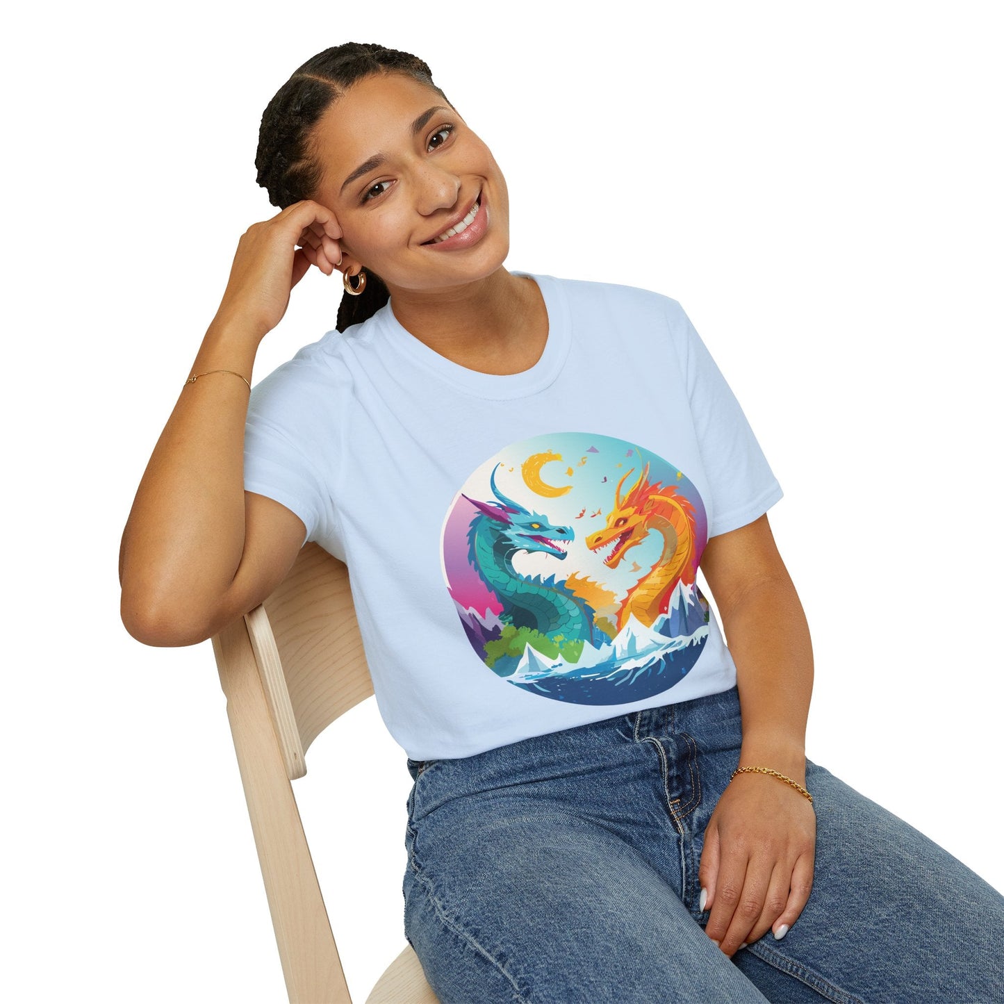 Dragon Graphic Unisex Cotton Softstyle Art Design Tee With Animals 29