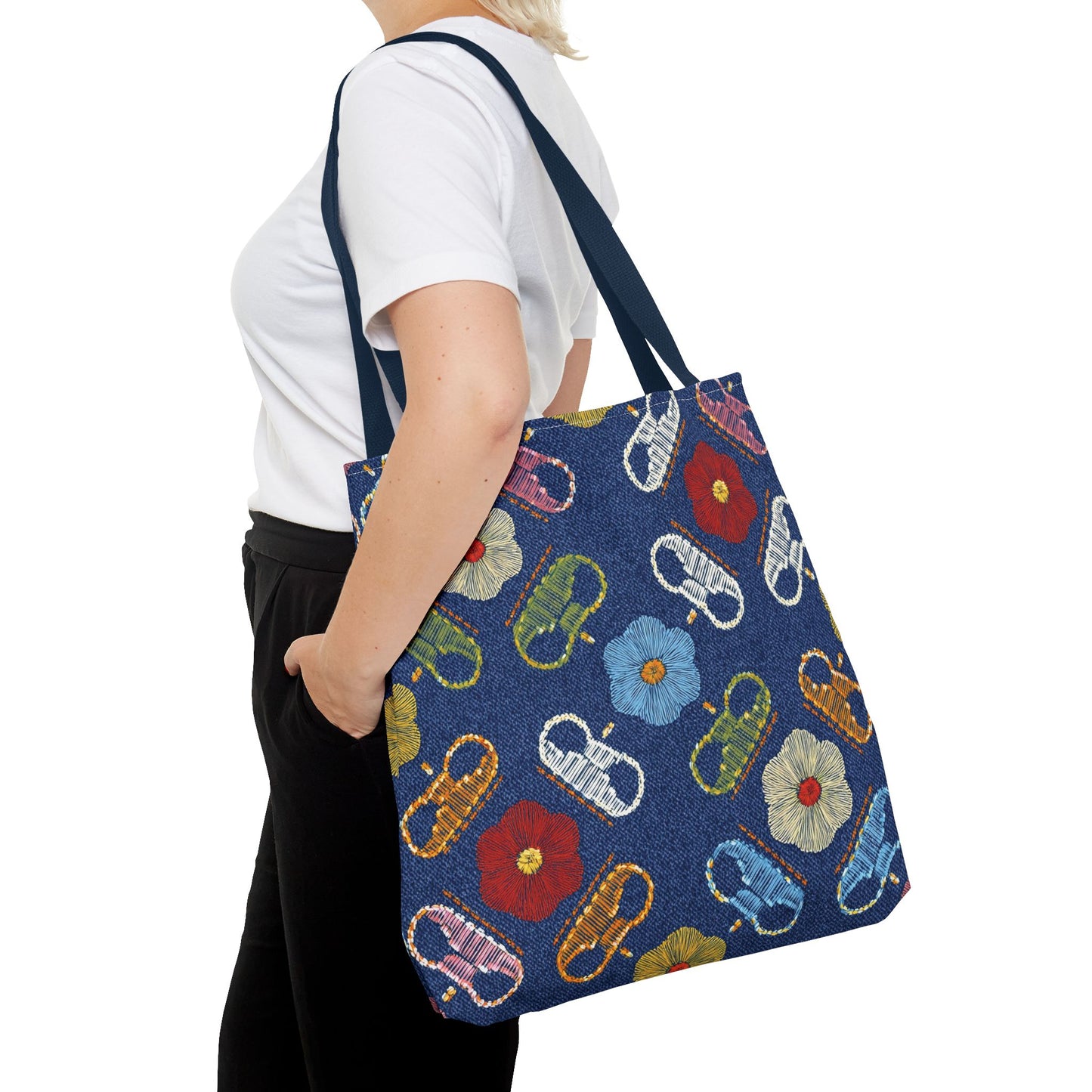 Denim Fabric Imitation Print Unisex Canvas Bag Poly Spun 3 Sizes Tote Bag 154