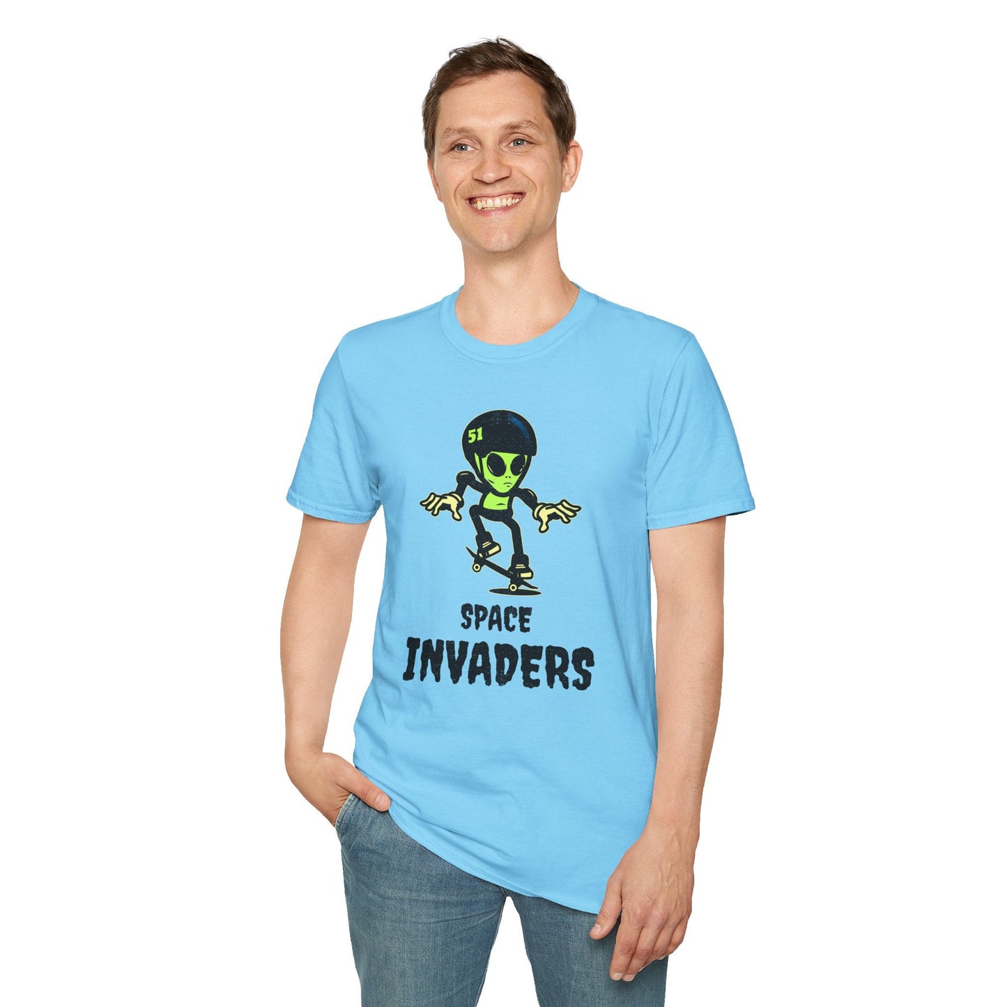 Alien Skateboard Space Invaders Shirt