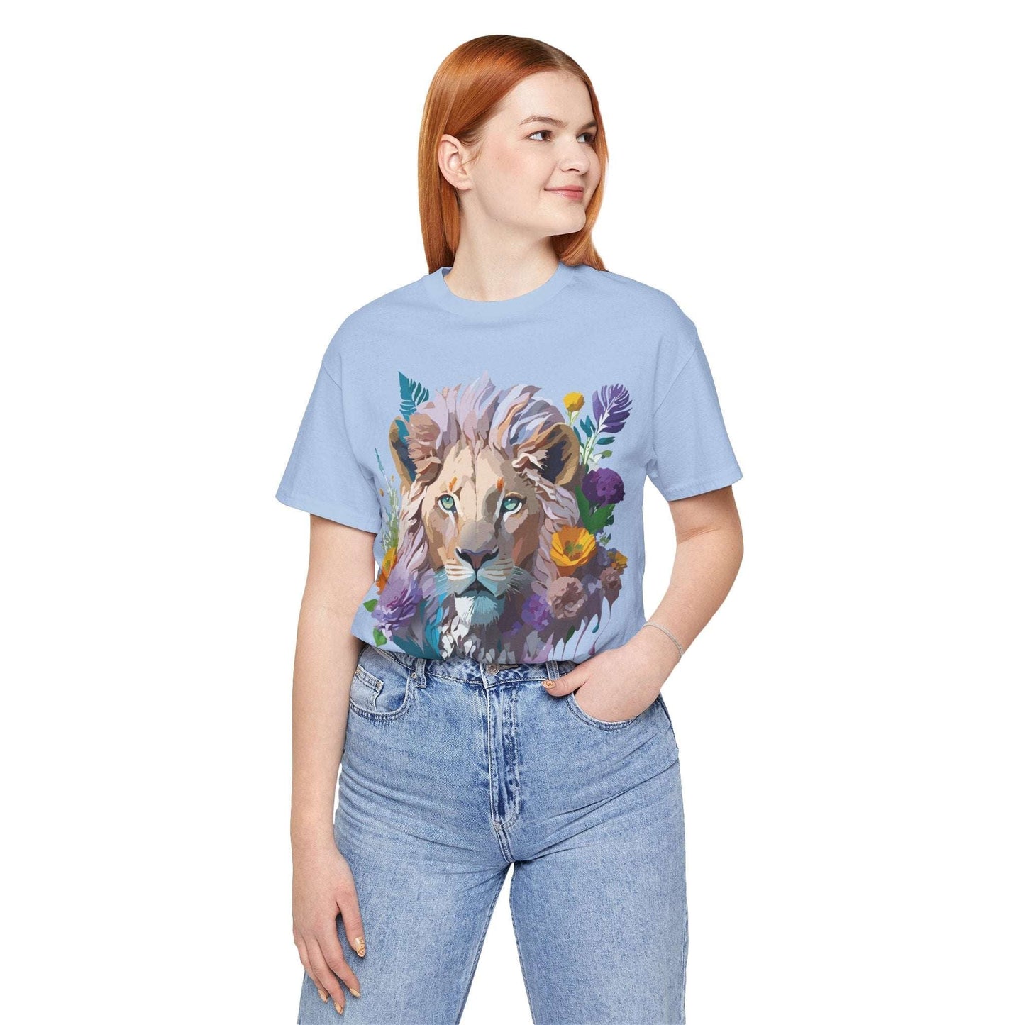 Lion Graphic Tee Unisex Short Sleeve Shirt With Vintage Inspired Artwork By Adelpha