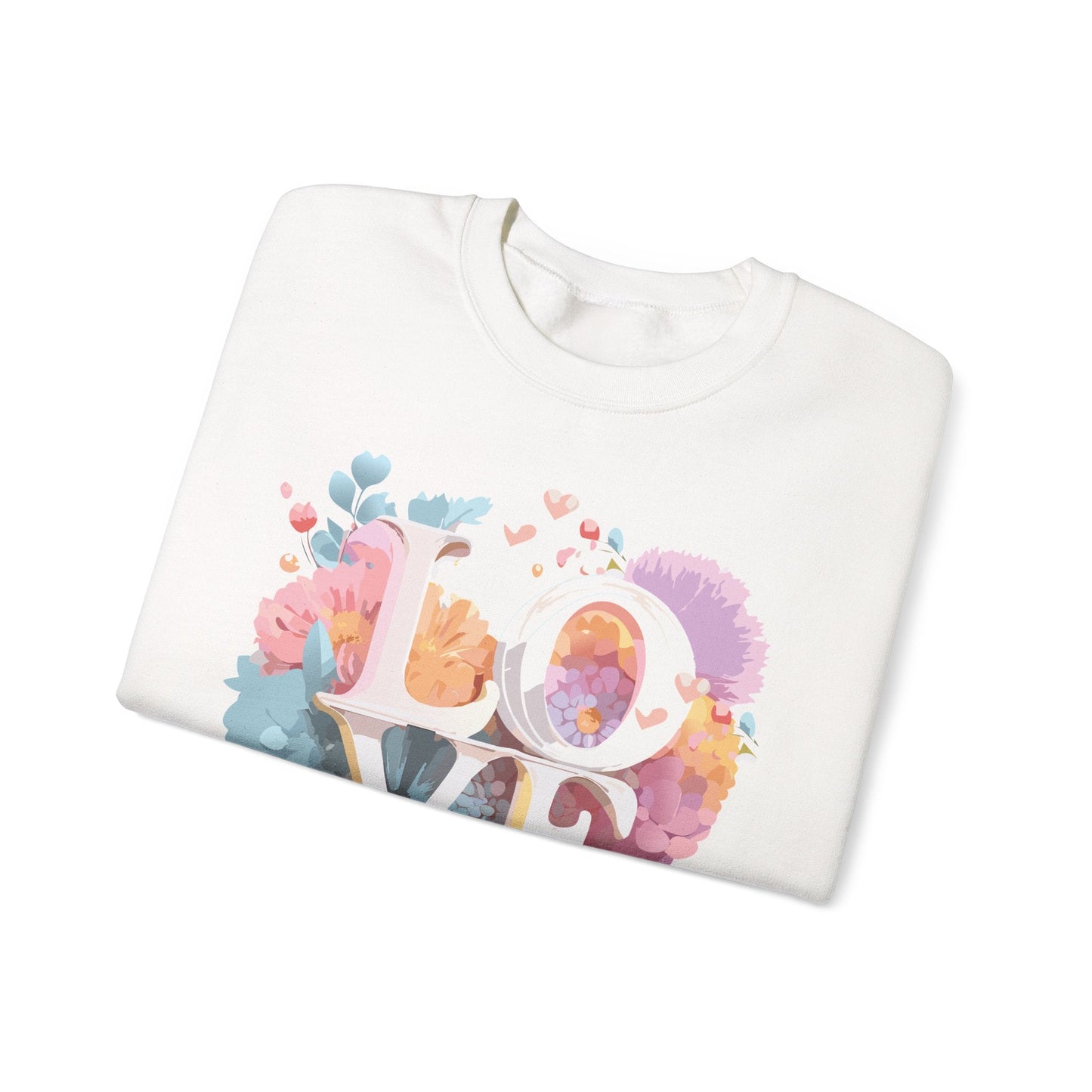 Floral Love Sweatshirt For Valentines Day Unisex Crewneck 50 50 Cotton Polyester Gildan 18000