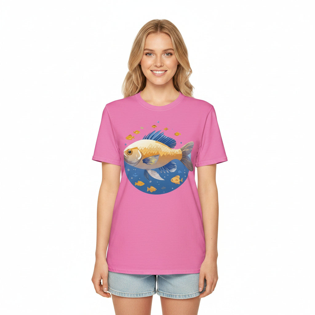 Fish Art Graphic Tee Shirt Unisex Gildan Softstyle 64000 100 Percent Ring Spun Cotton