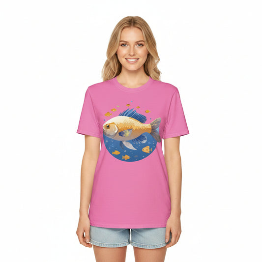 Fish Art Graphic Tee Shirt Unisex Gildan Softstyle 64000 100 Percent Ring Spun Cotton