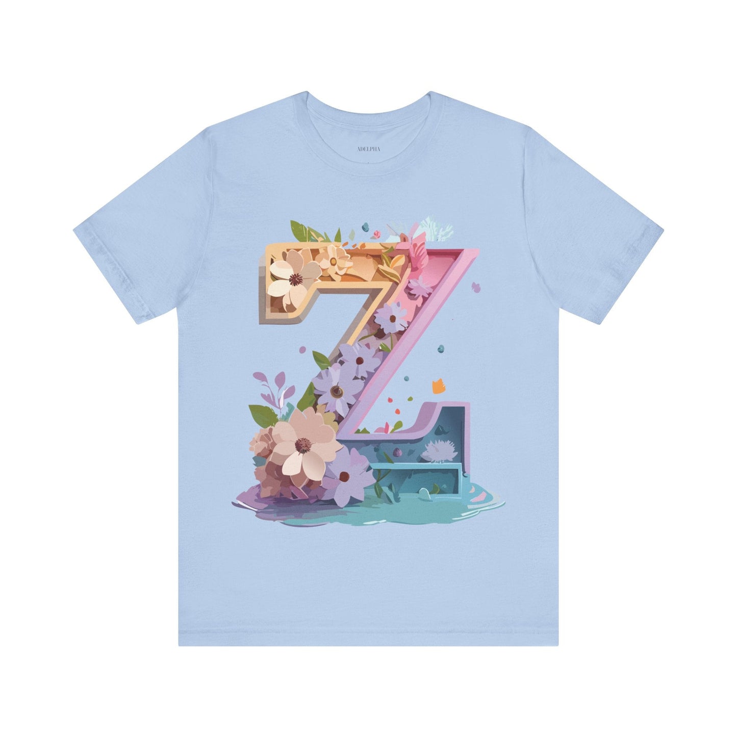 Letter Z Shirt Unisex Graphic Tee By Adelpha Vintage Inspired Jersey Short Sleeve