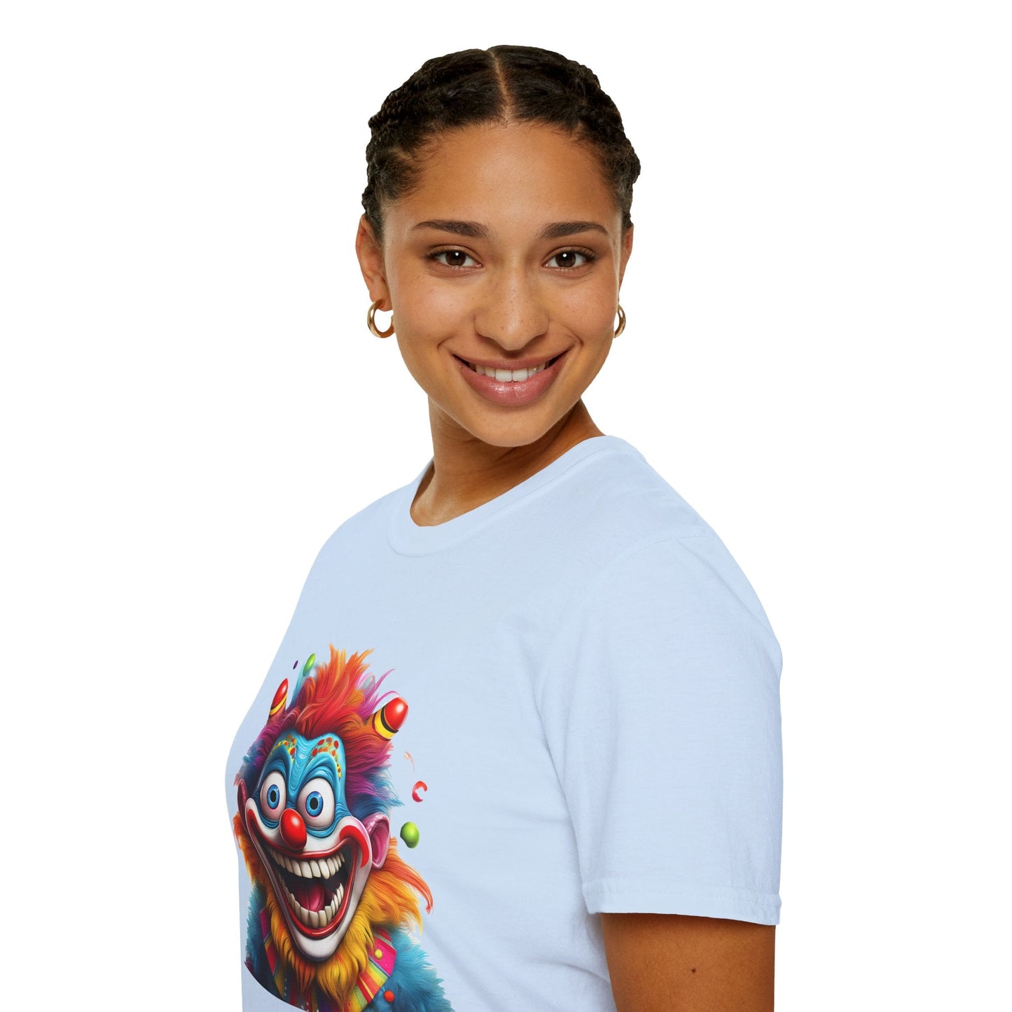 Clown Themed Unisex T Shirt Funny Man Circus Scary Man Tee Gildan Softstyle 64000 Cotton