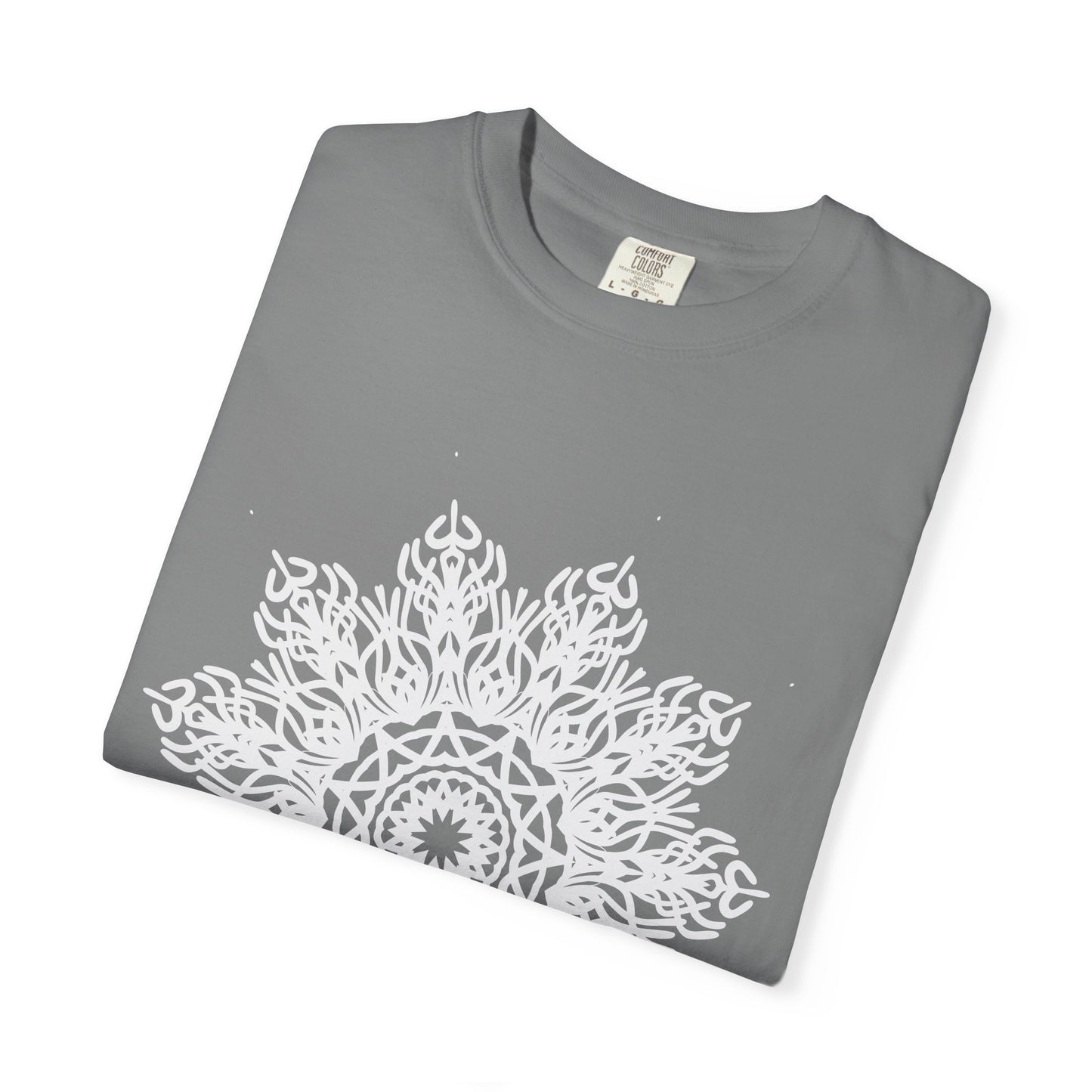Unisex Garment Dyed Cotton T-Shirt with Mandala Graphic Design