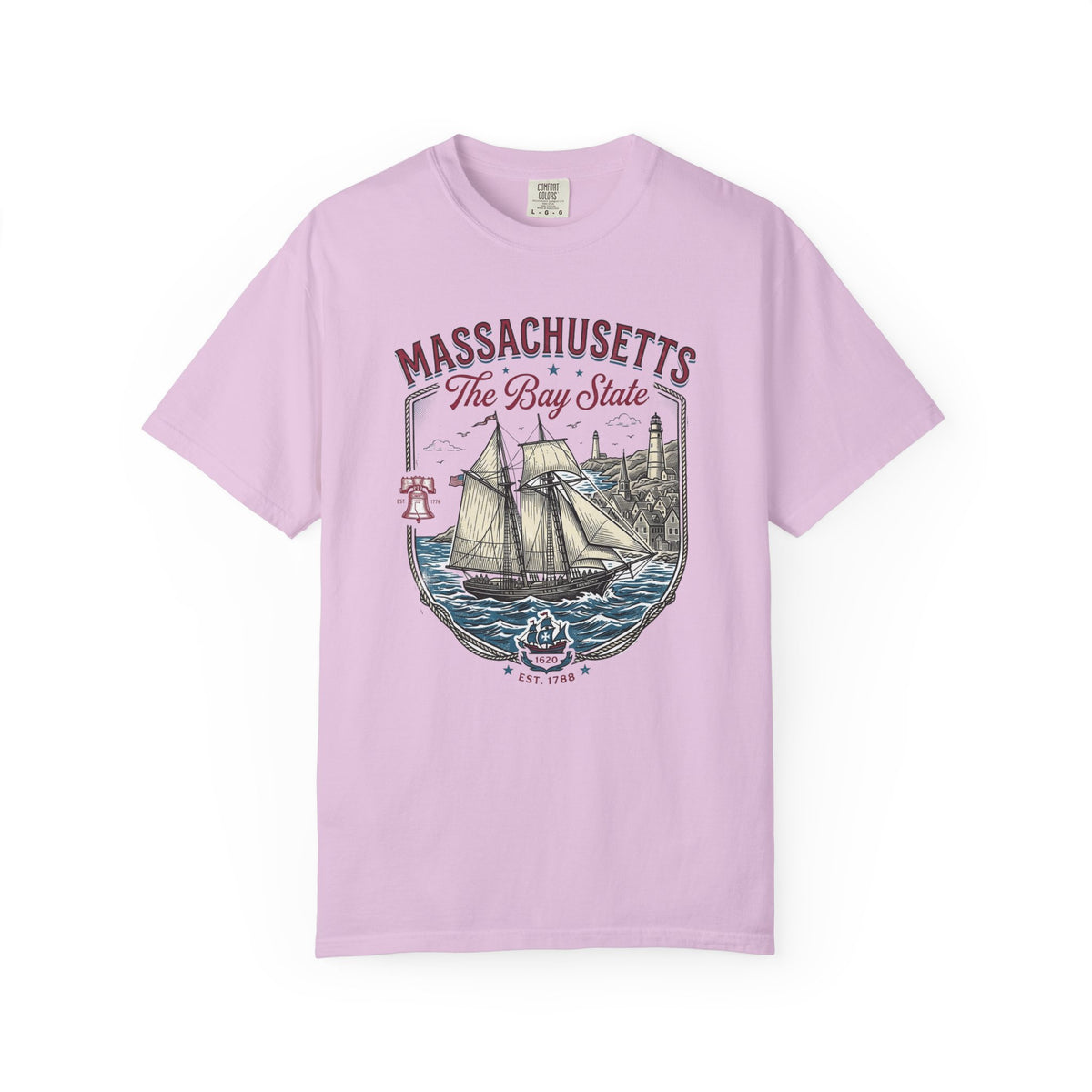 Massachusetts State Travel Tourist Graphic Tee Unisex 100 Cotton Comfort Colors T-Shirt