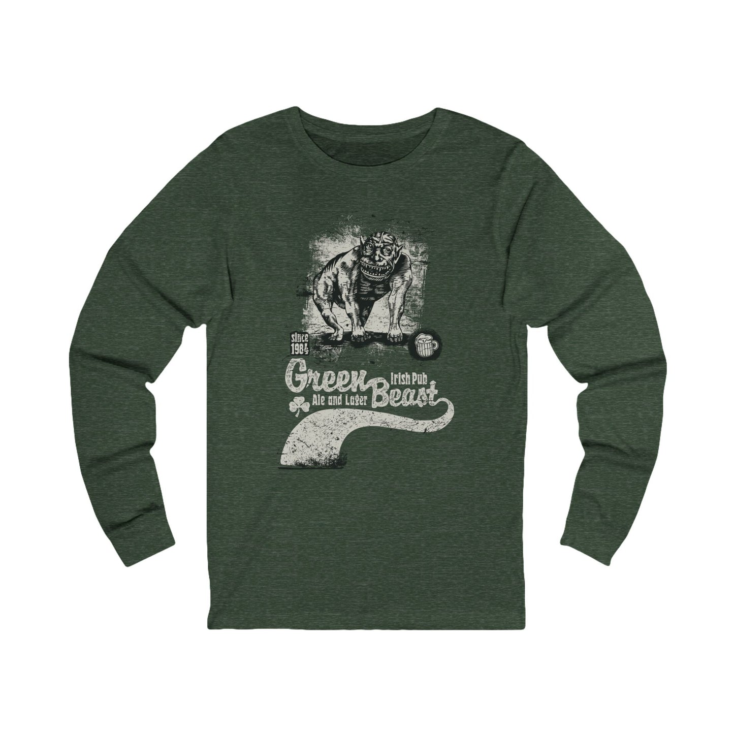 Creepy15 Unisex Green Beast Long Sleeve Tee, Green Beast Jersey Shirt, Pub Club T-Shirts with Long Sleeves, Pub Club Tees