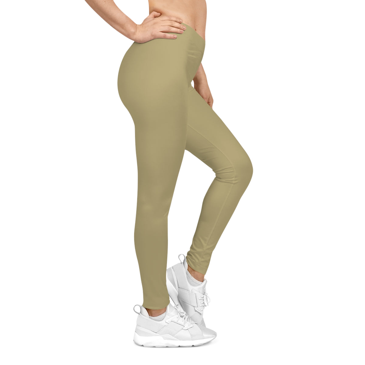 Summer Sand Khaki Color Women's Poly-Span Casual Leggings XS-2XL
