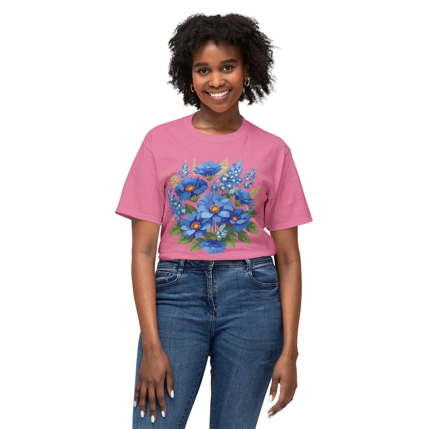 Unisex Floral Art T Shirt Cotton Tee With Vintage Flowers Art Print Breathable USA Made