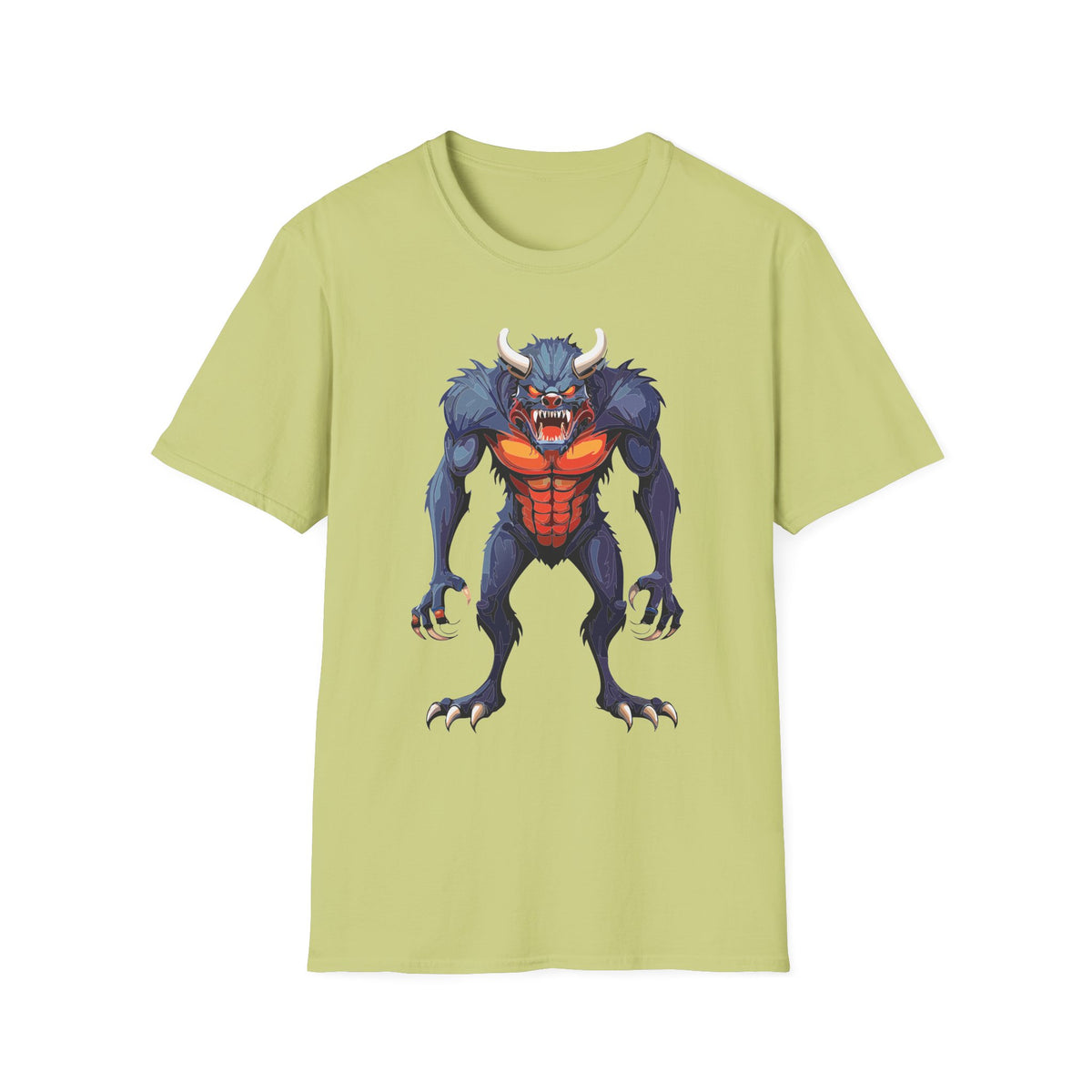 Werewolf Monster T-Shirt — Fierce Halloween Creature Cartoon Graphic Tee Unisex 100 Cotton Gildan T-Shirt