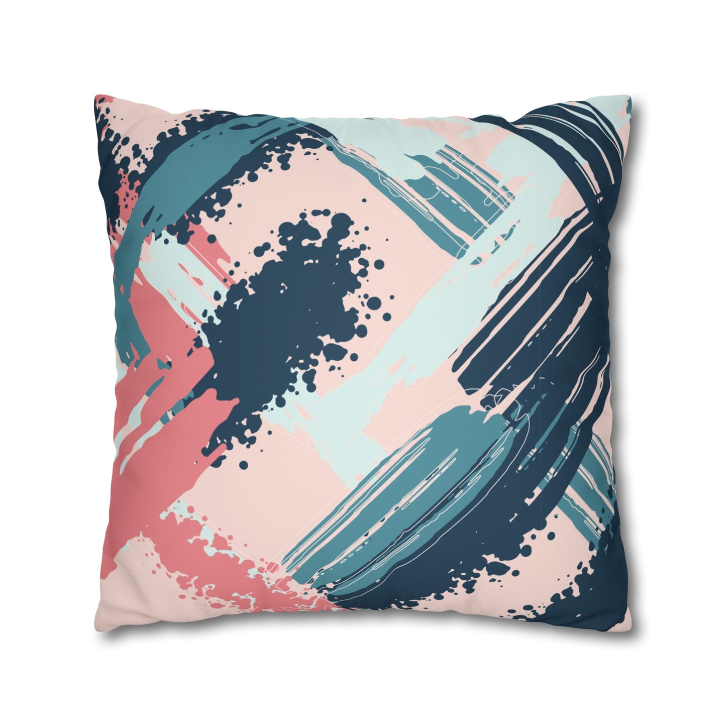 Faux Suede Pillowcase with Abstract print