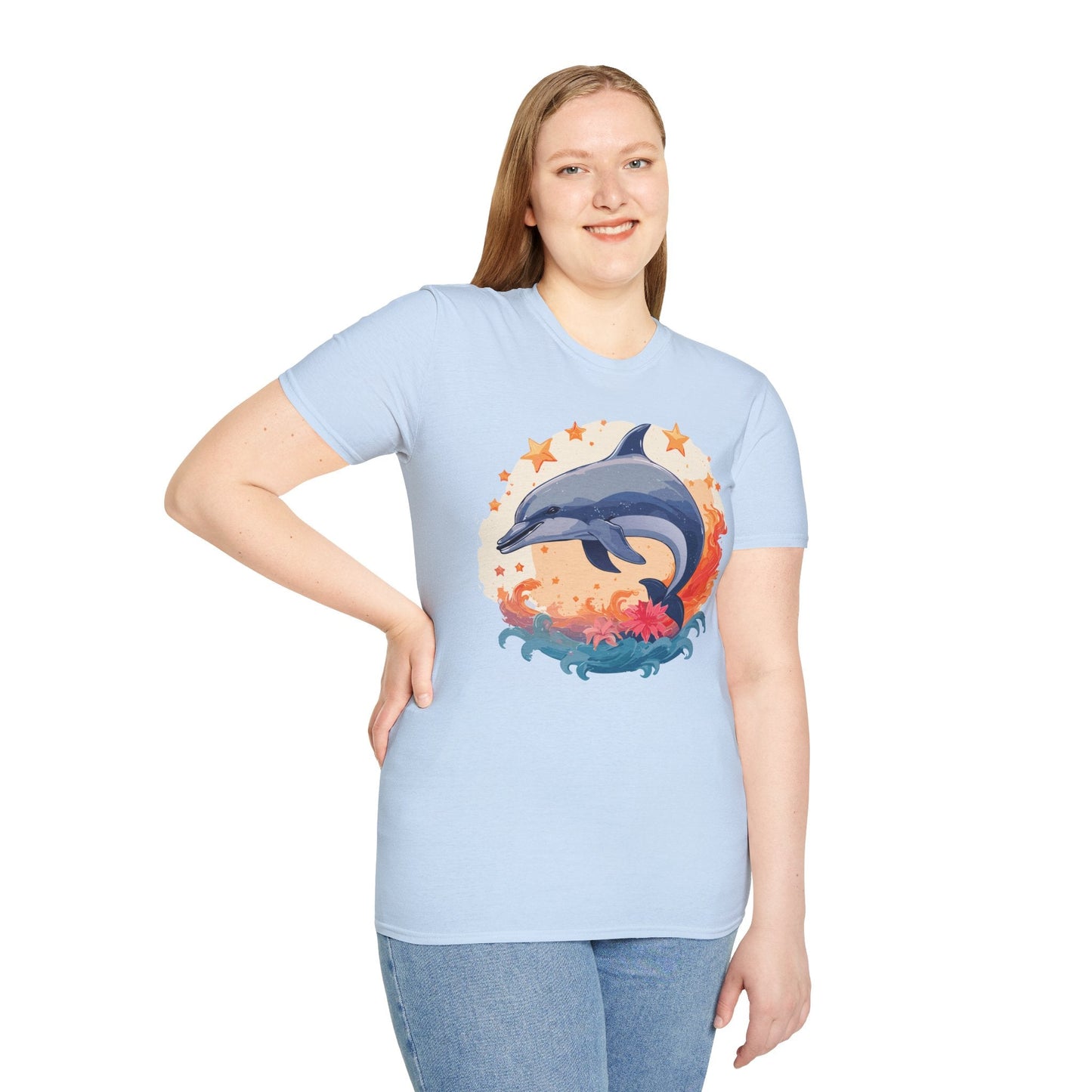 Dolphin Shirt Unisex Tee Gildan Softstyle 64000 100 Percent Ring Spun Cotton Comfort Wear