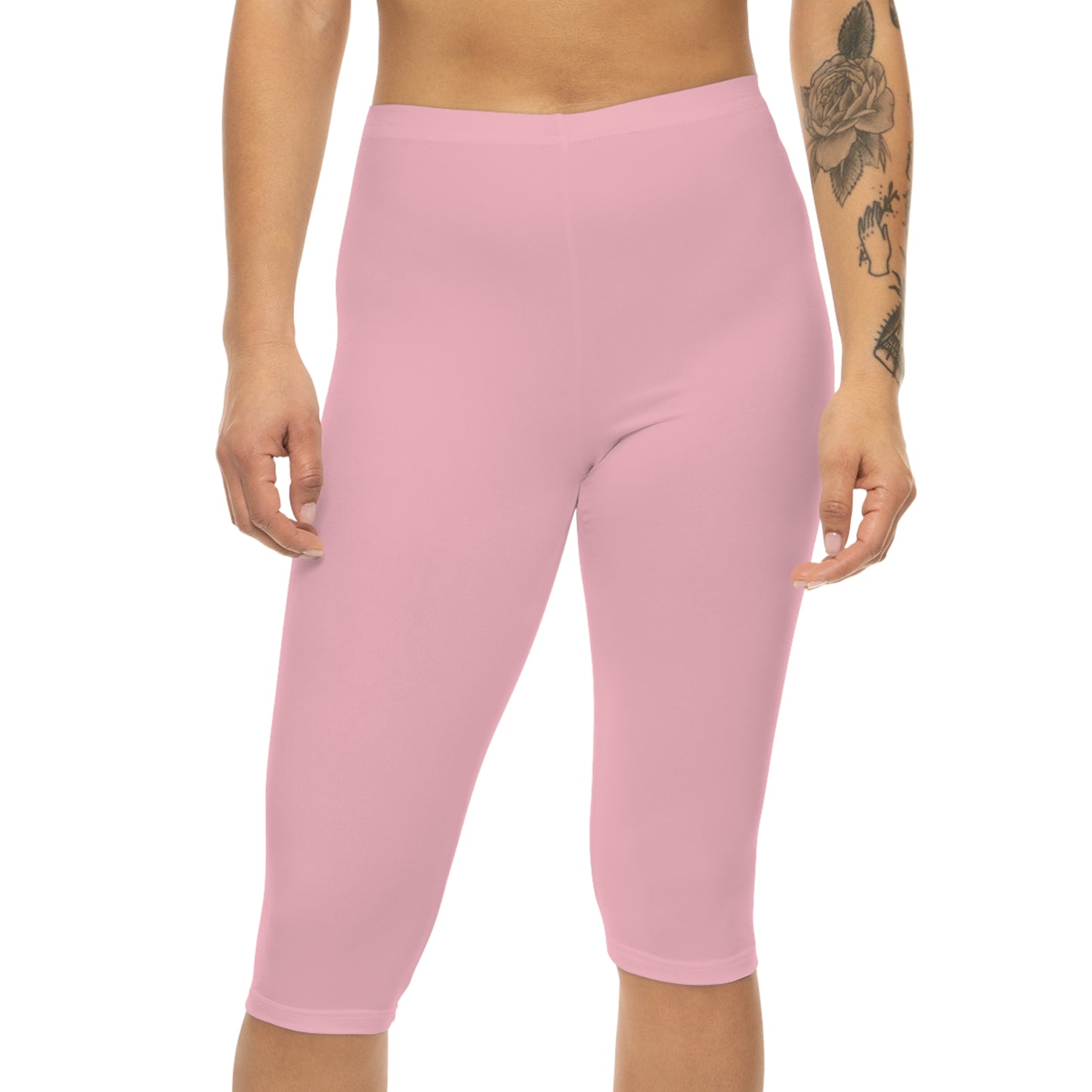 Soft Today Pink Color Women's Brushed Suede Poly Span Casual Capri Leggings XS-2XL