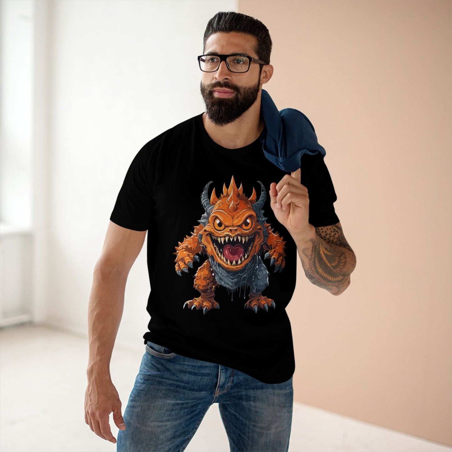 Cartoon Monsters Graphic Unisex 100 Cotton Staple Tee 35