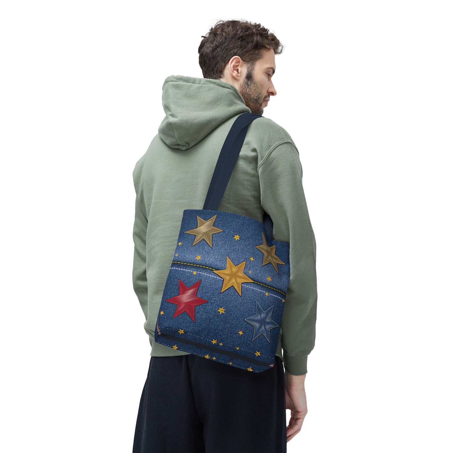 Denim Fabric Imitation Print Unisex Canvas Bag Poly Spun 3 Sizes Tote Bag 181-3